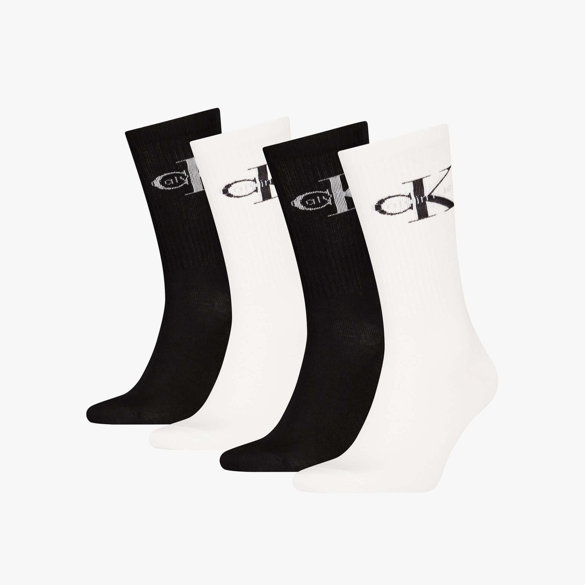 Calvin Klein 4 Pack Giftbox Monologue Mens Socks White/Black