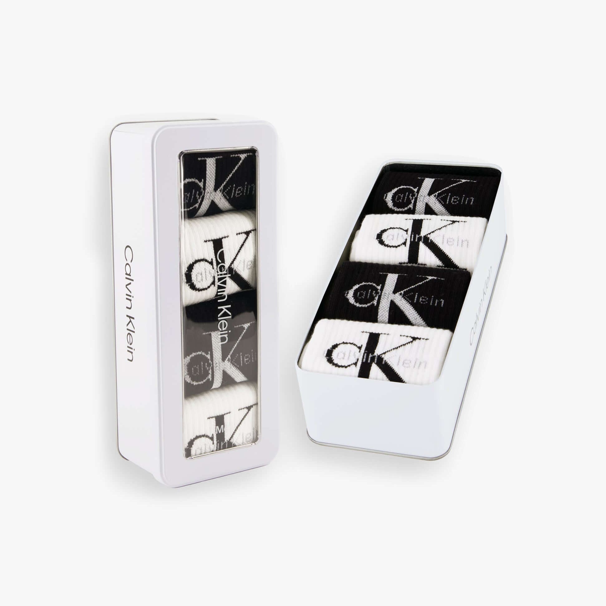 Calvin Klein 4 Pack Giftbox Monologue Mens Socks White/Black