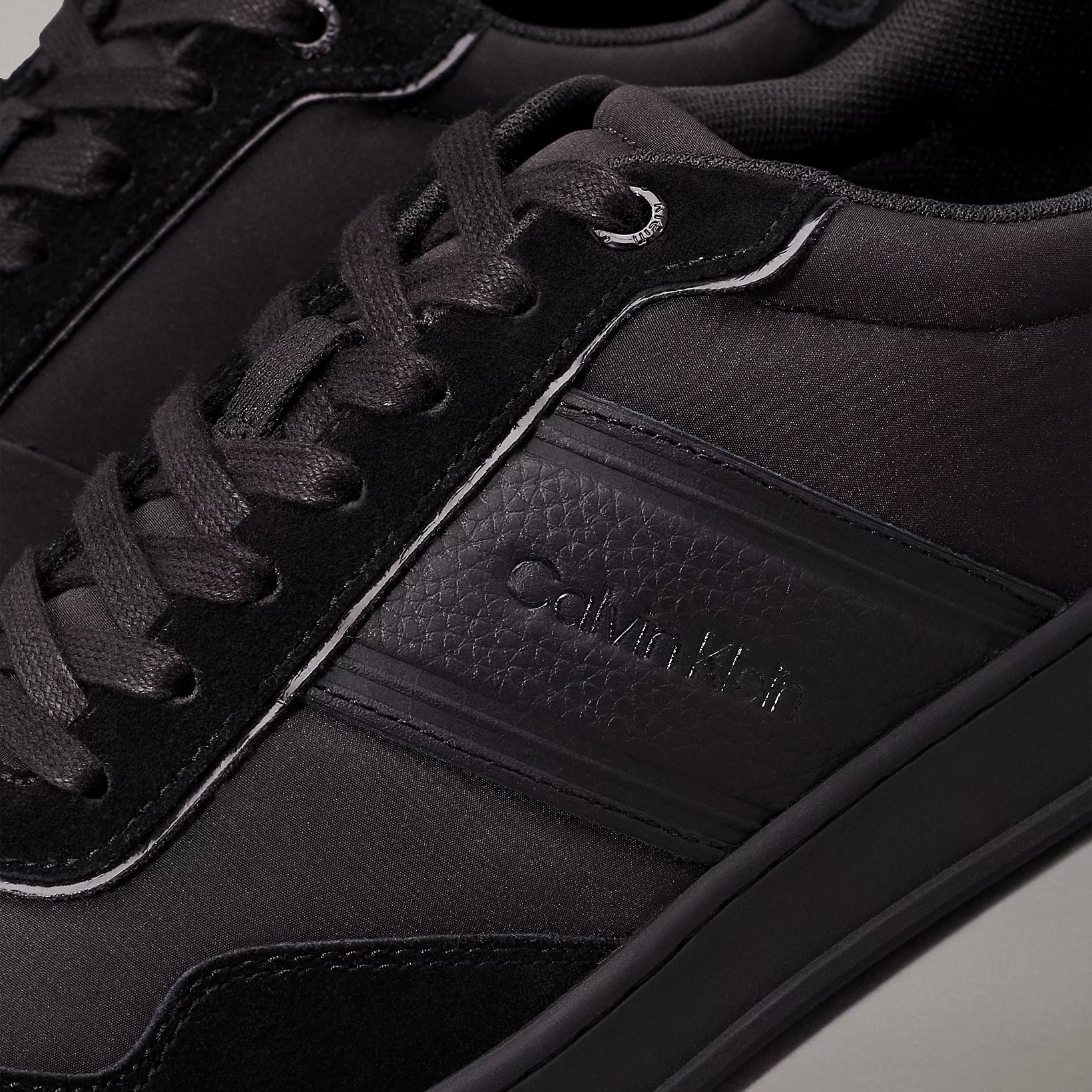 Calvin Klein LOW TOP LACE UP MIX Mens Trainers Triple Black