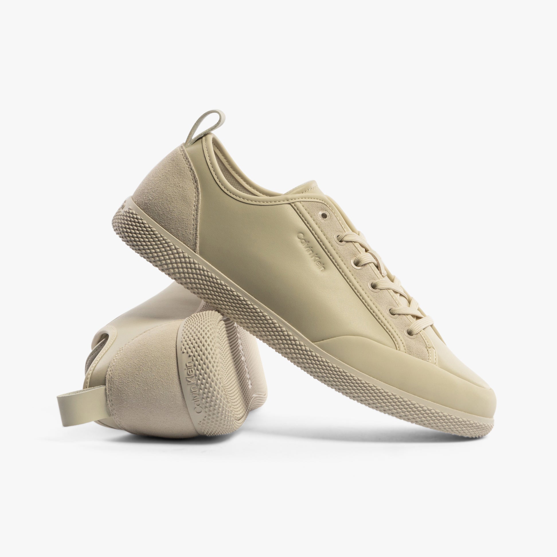 Calvin Klein LOW TOP LACE UP Mens Trainers Dk Ecru