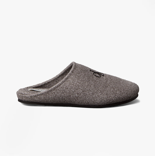 Calvin Klein Mens HOME Felt Signature Logo Mule Slippers Grey