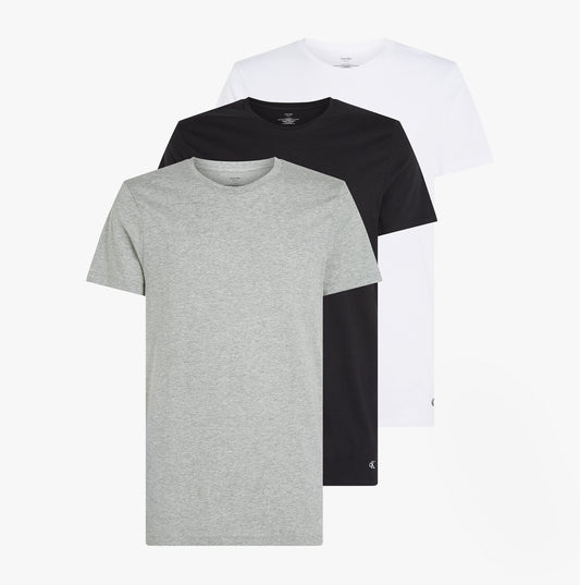 Calvin Klein 100% COTTON 3 Pack Mens T-Shirts Black/Grey Heather/White