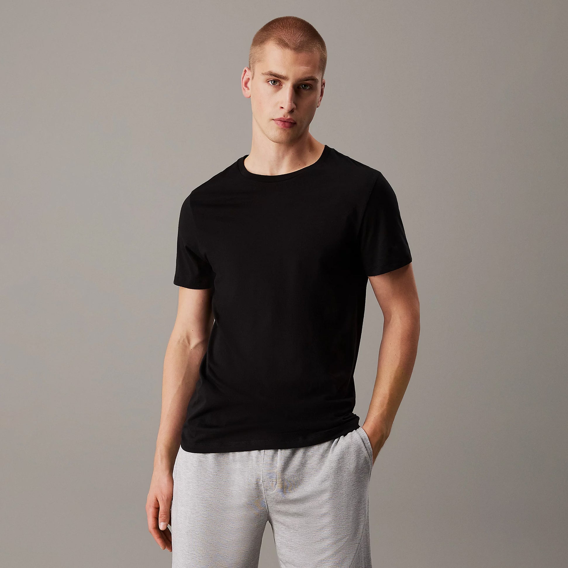 Calvin Klein 100% COTTON 3 Pack Mens T-Shirts Black/Grey Heather/White