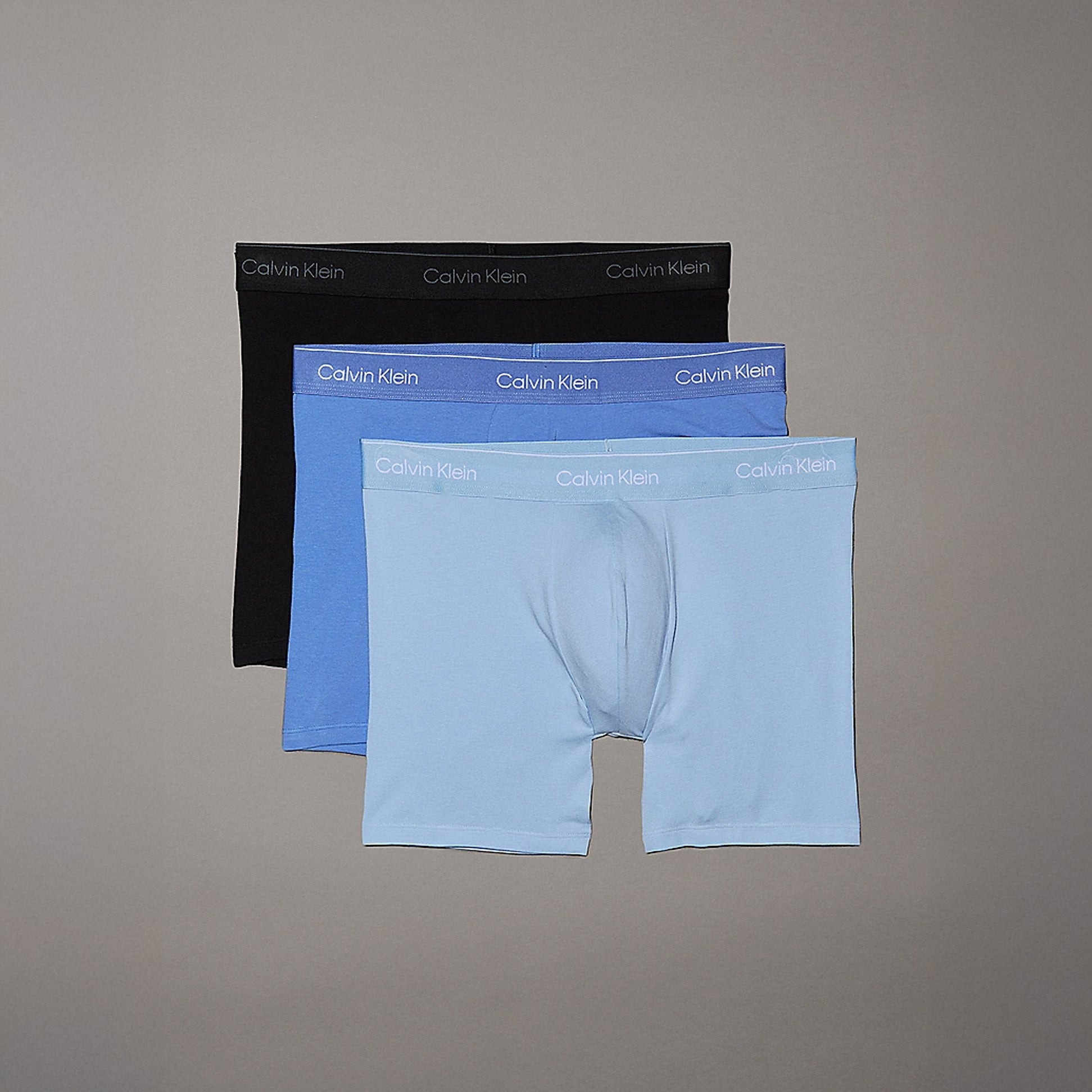 Calvin Klein ICON COTTON STRETCH 3 Pack Mens Boxer Briefs Black/Glacier/Blue