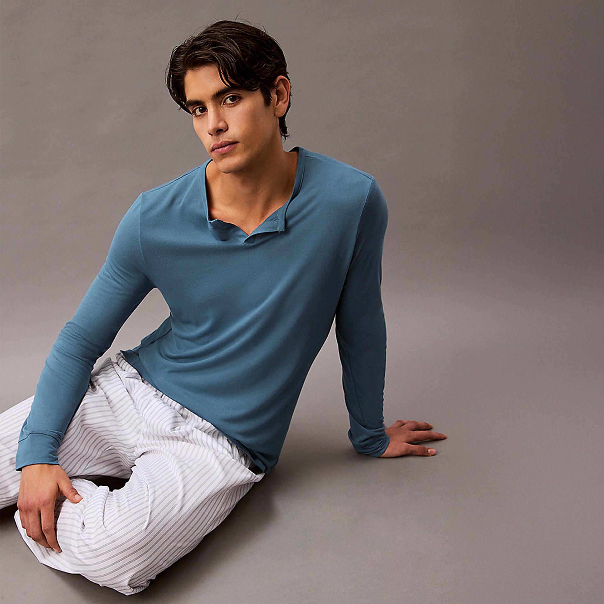 Calvin Klein ULTRA SOFT MODAL Mens Pyjama Top Deck Gray