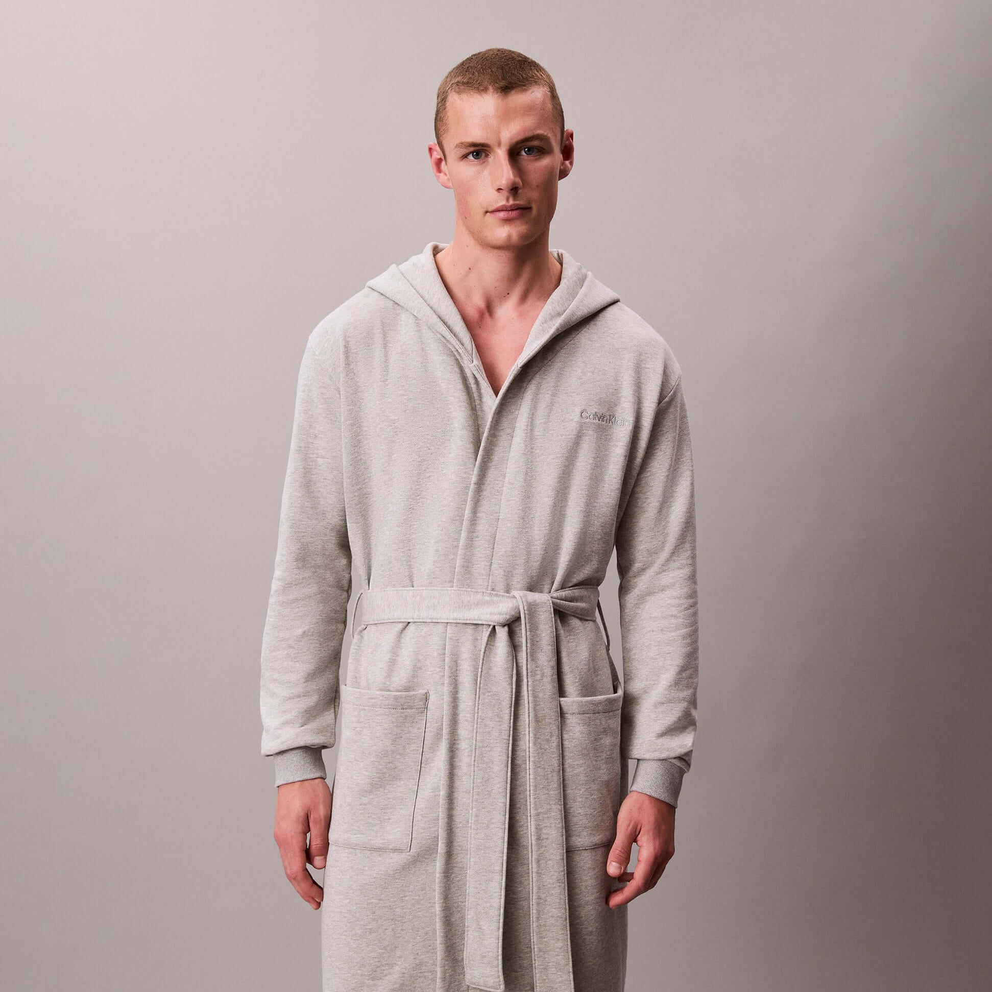 Calvin Klein HOODED ROBE Mens Bathrobes Grey Heather