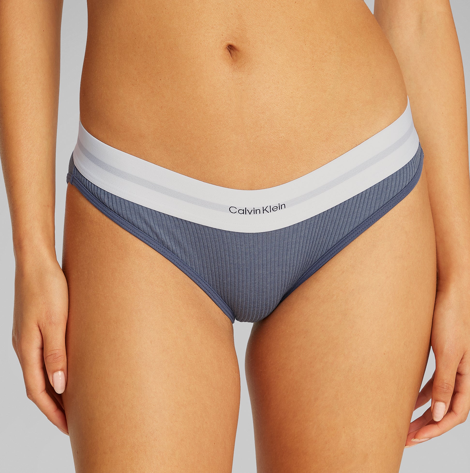 Calvin Klein BIKINI Brief Womens Cotton Modal Stretch Rib Grisaille