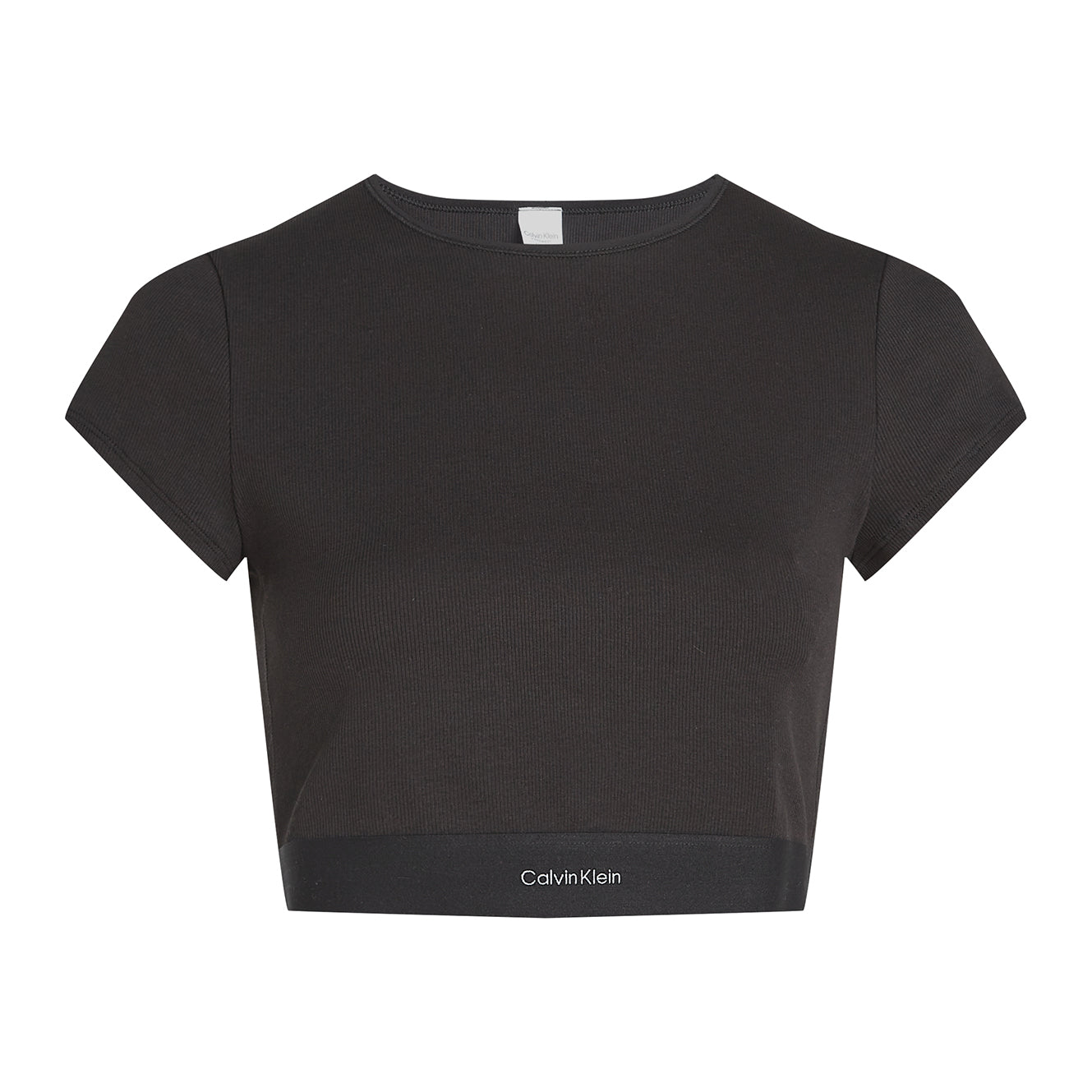 Calvin Klein COTTON STRETCH RIB Womens Crop Top Black