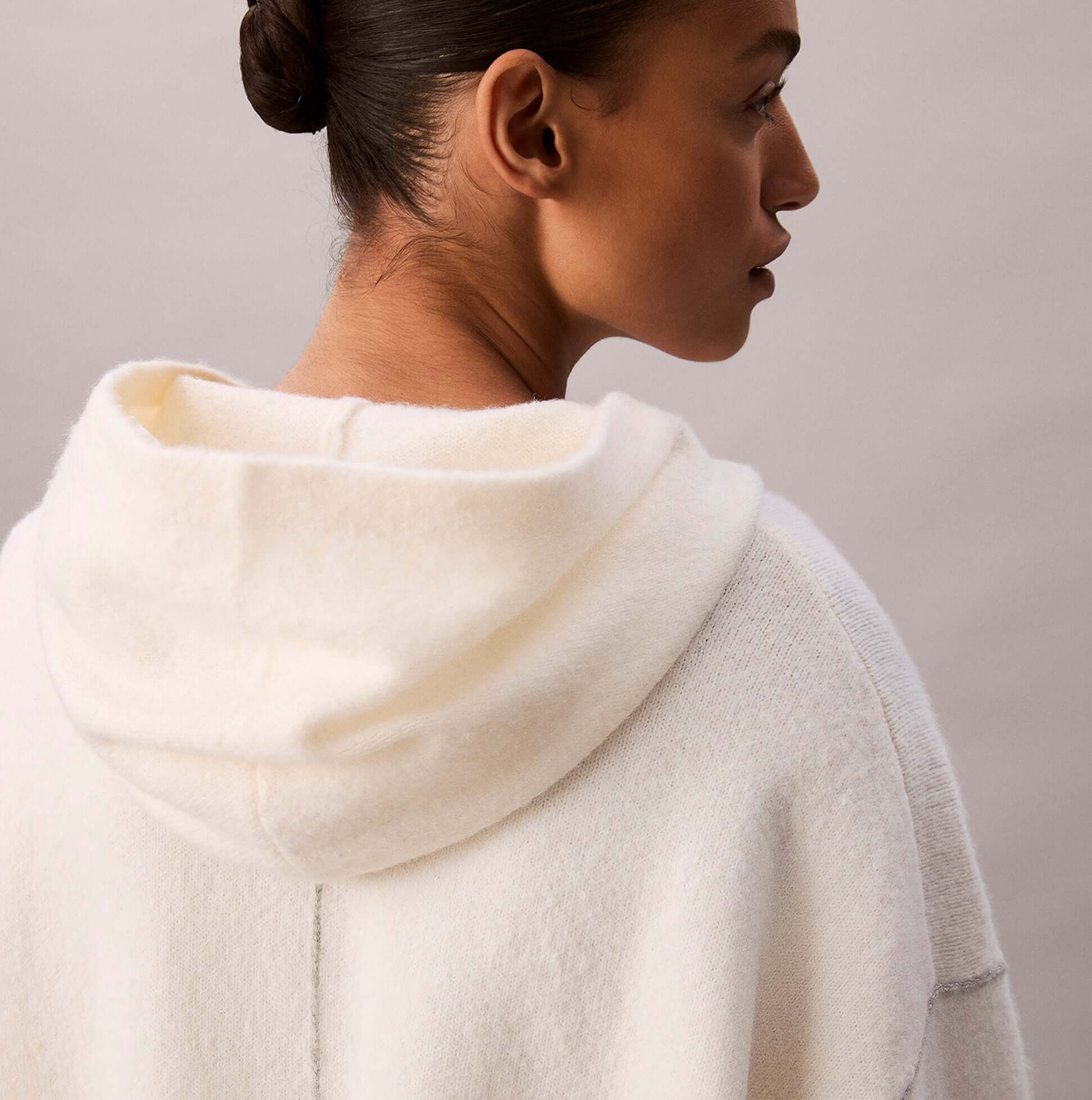 Calvin Klein PLUSH HOODIE. Womens Ivory