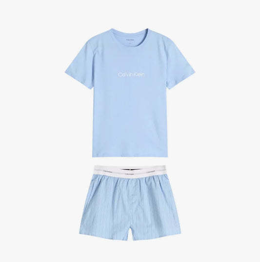 Calvin Klein Womens T-Shirt & Short Pyjama Set Blue