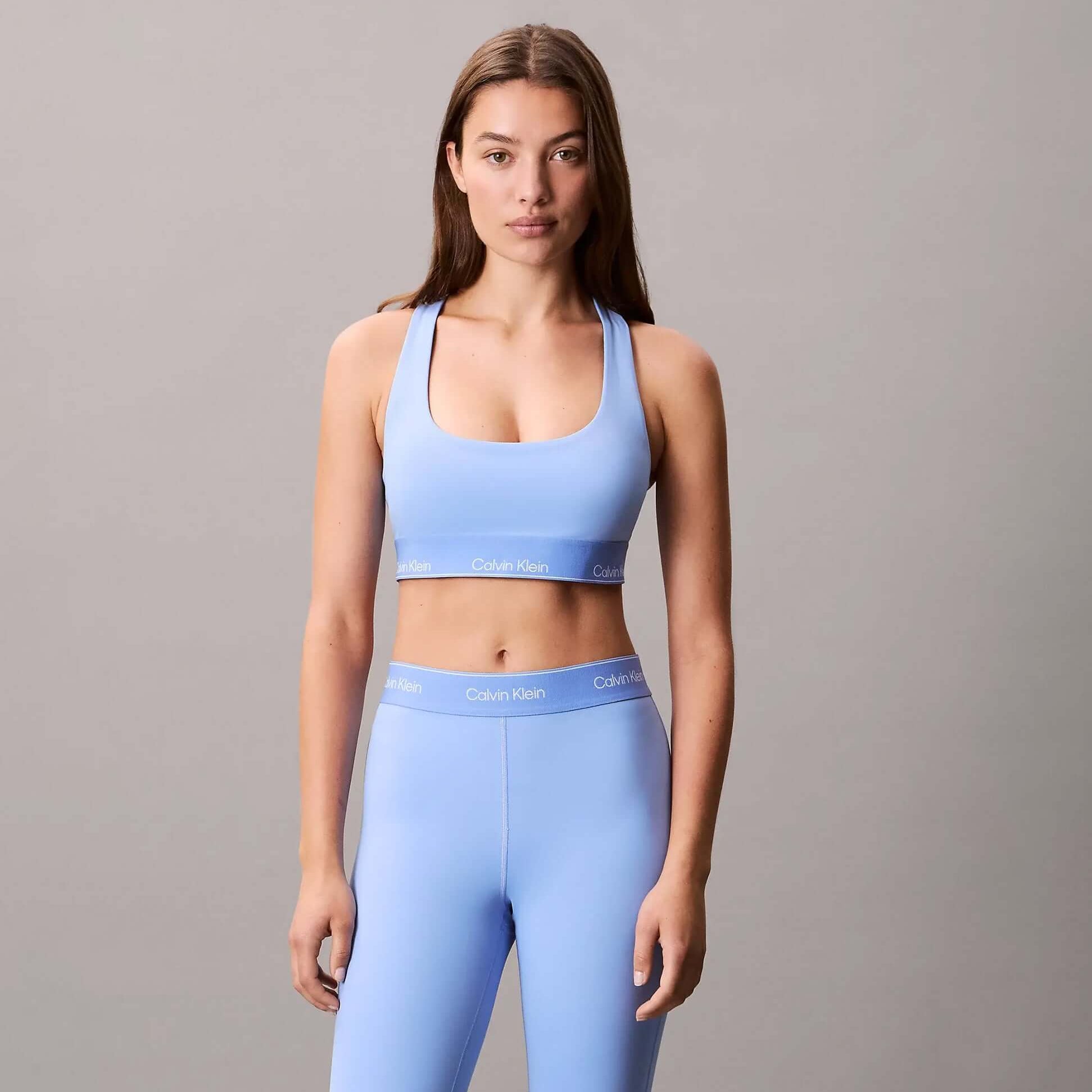 Calvin Klein Womens Quick-Dry Medium Impact Sports Bra Blue