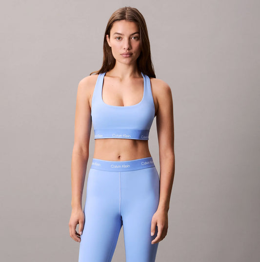 Calvin Klein Womens Quick-Dry Medium Impact Sports Bra Blue