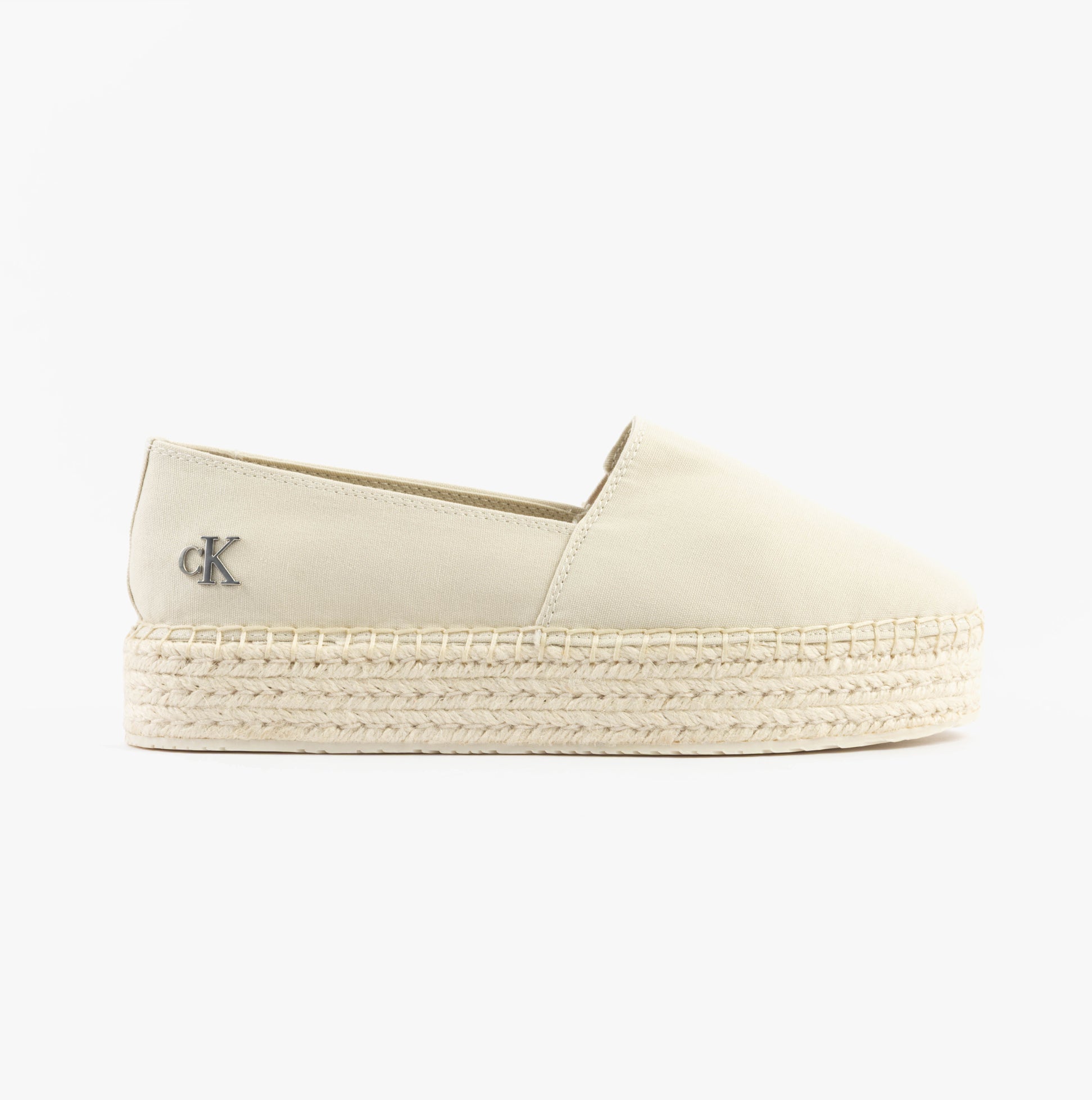 Calvin Klein FLATFORM Espadrille Womens Canvas Shoes Turtle Dove