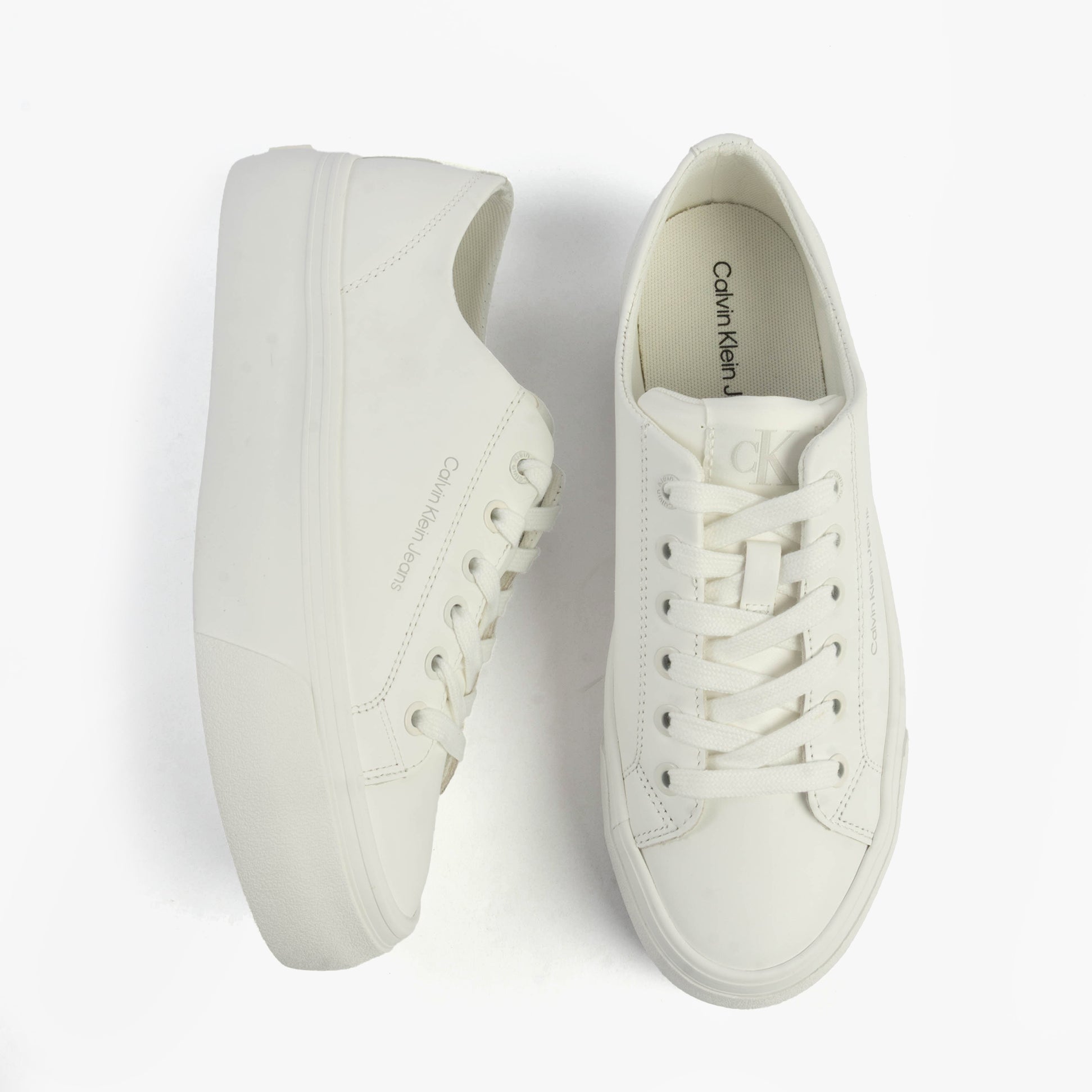 Calvin Klein VULC FLATFORM LOW Womens Trainers Triple Bright White