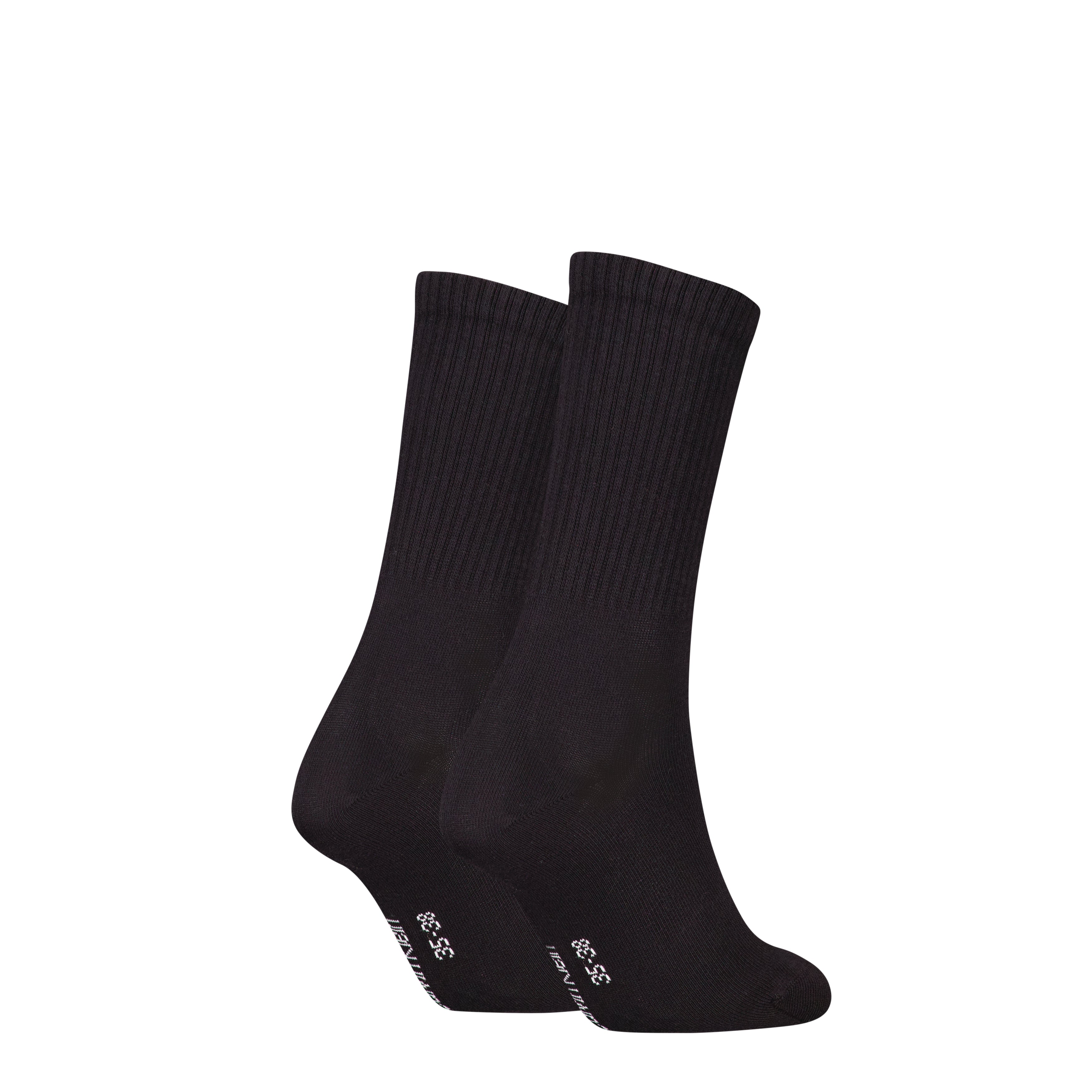 Calvin Klein 2 Pack Logo Trainer Womens Crew Socks Black