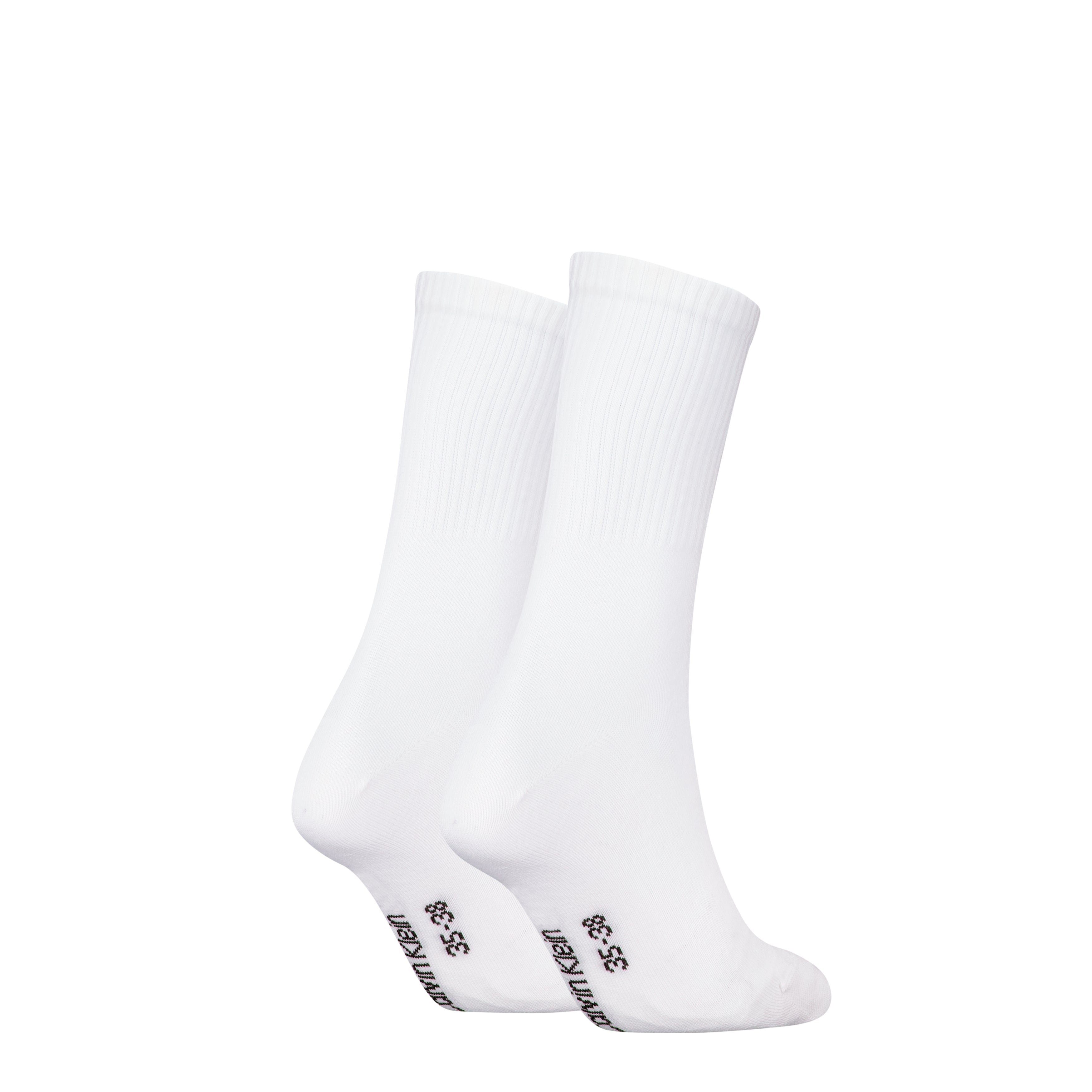 Calvin Klein 2 Pack Logo Trainer Womens Crew Socks White