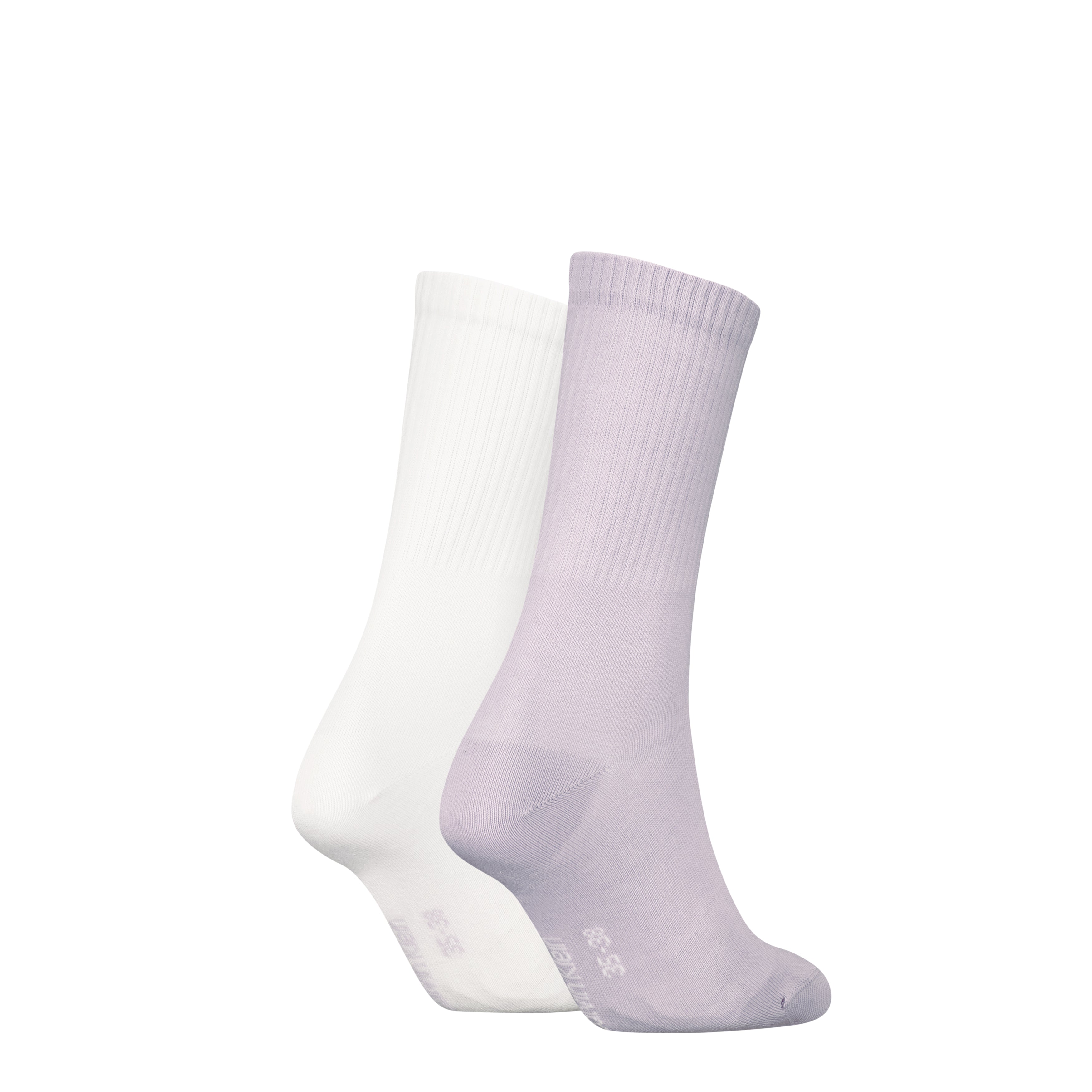 Calvin Klein 2 Pack Logo Trainer Womens Crew Socks Lilac