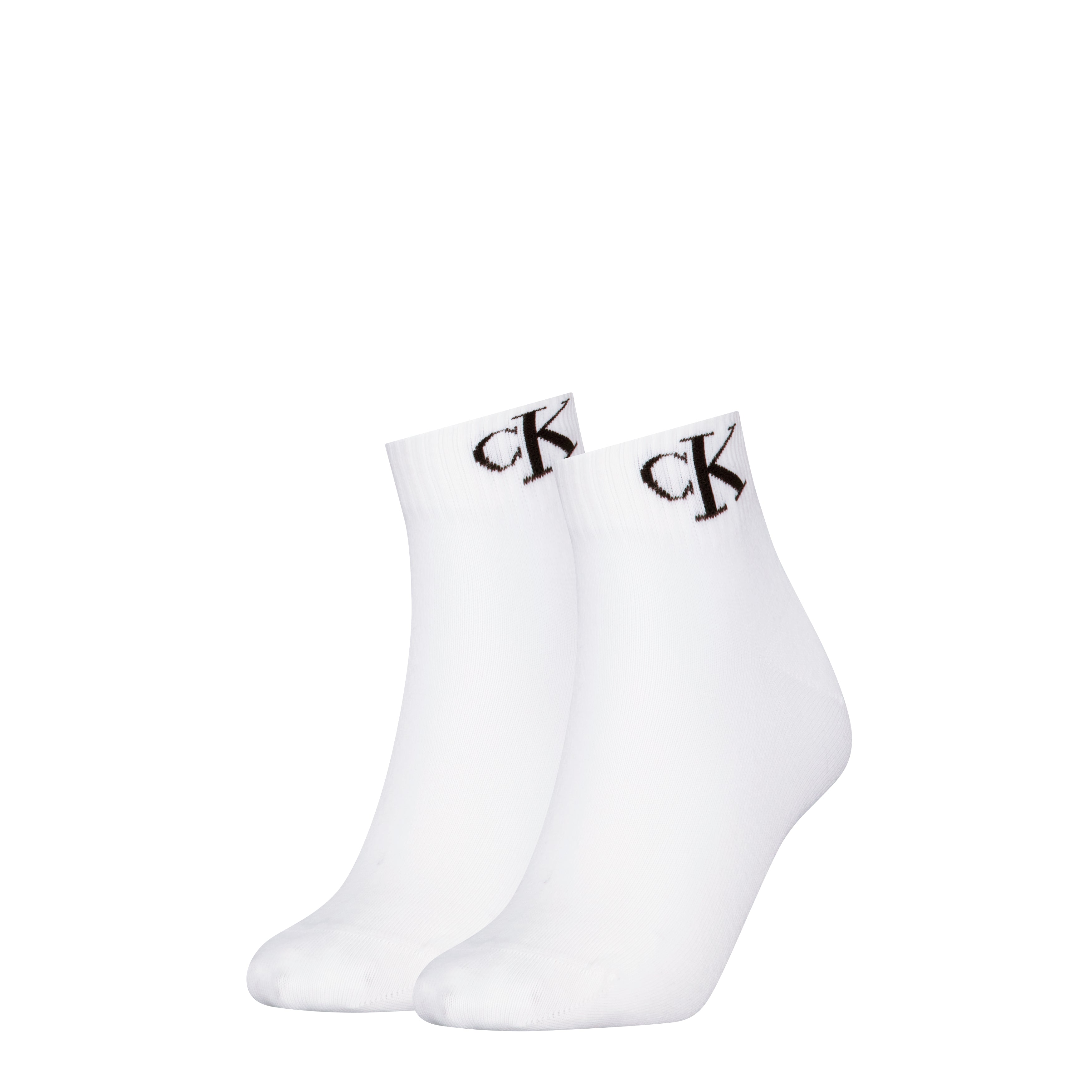 Calvin Klein 2 Pack Logo Trainer Womens Ankle Socks White