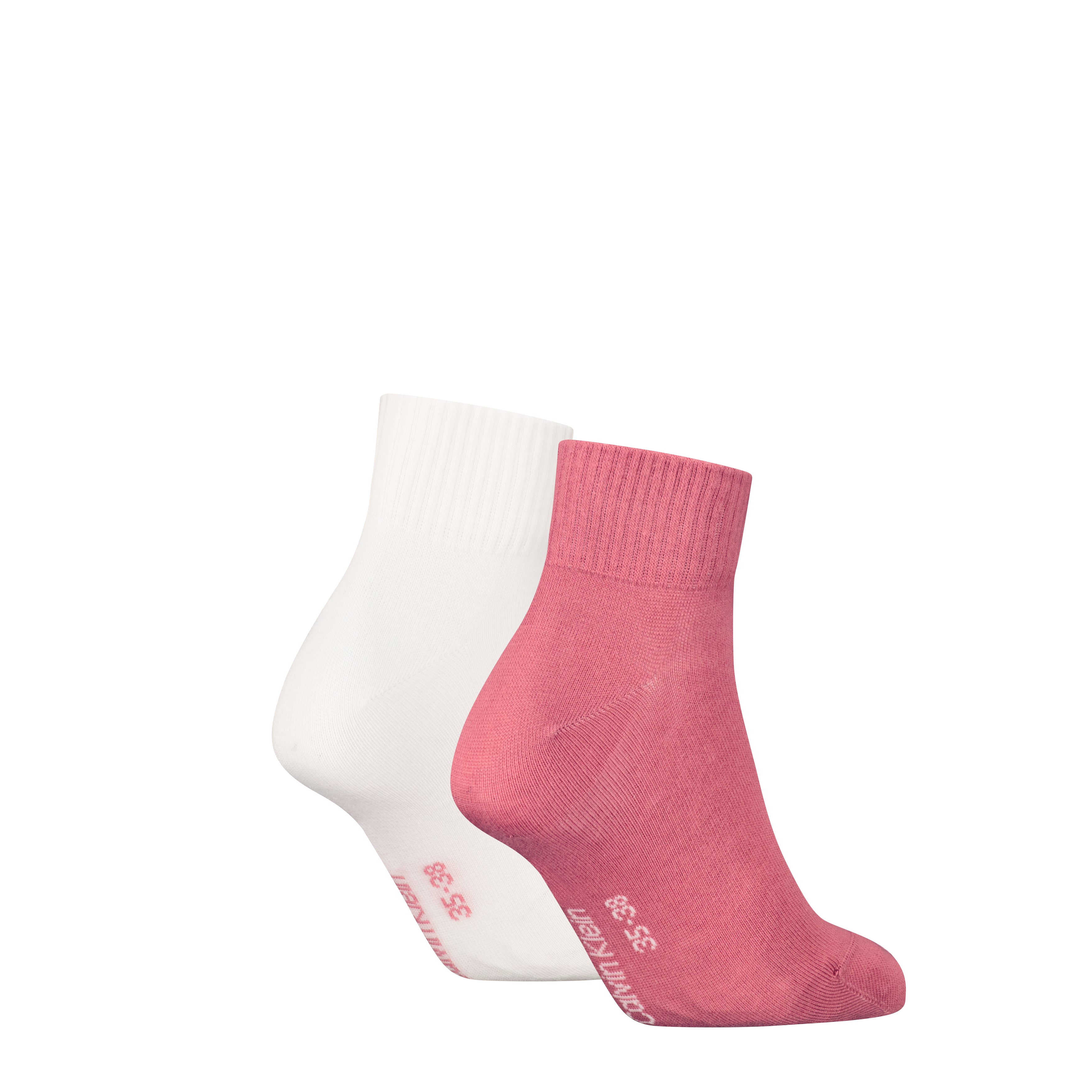 Calvin Klein 2 Pack Logo Trainer Womens Ankle Socks Pink