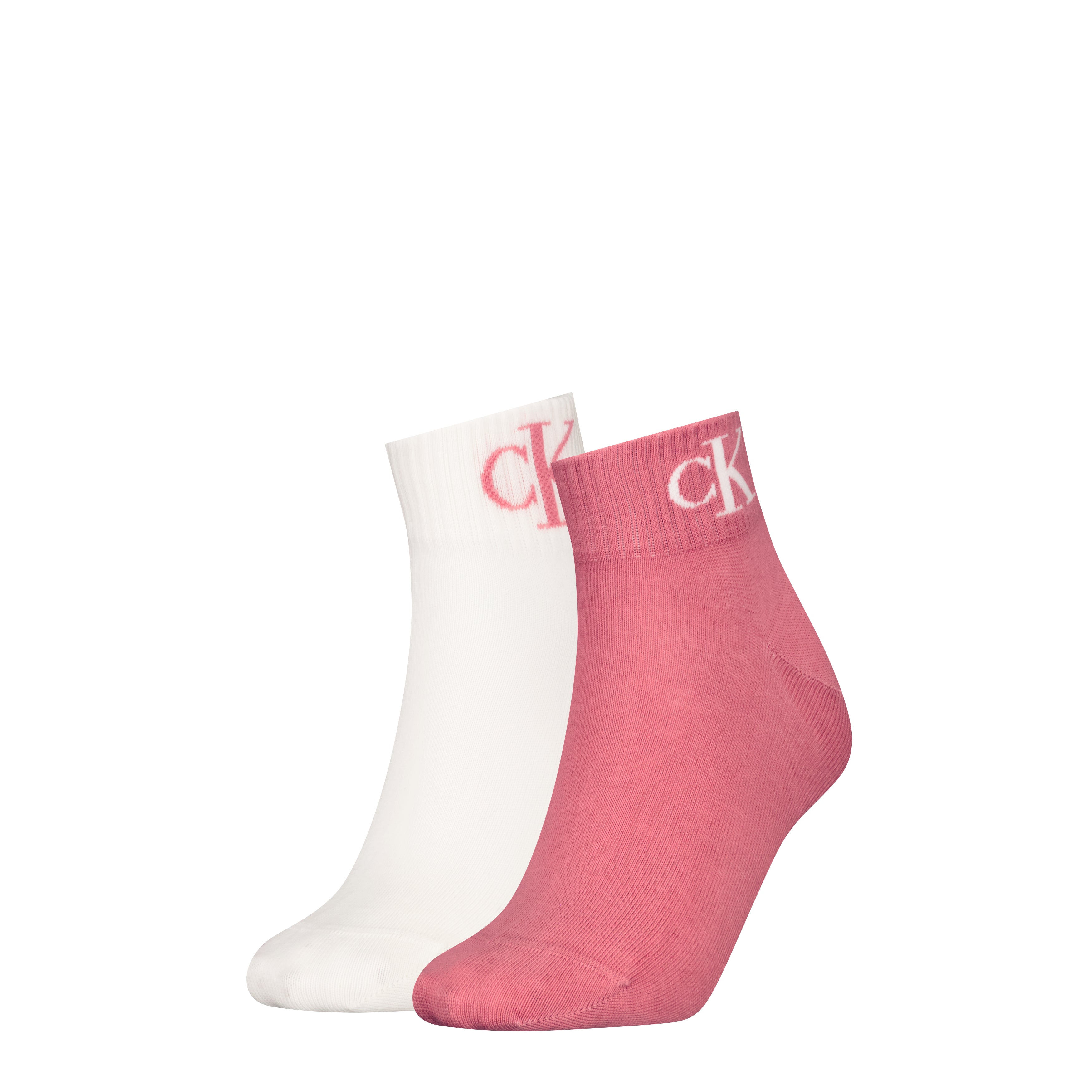 Calvin Klein 2 Pack Logo Trainer Womens Ankle Socks Pink