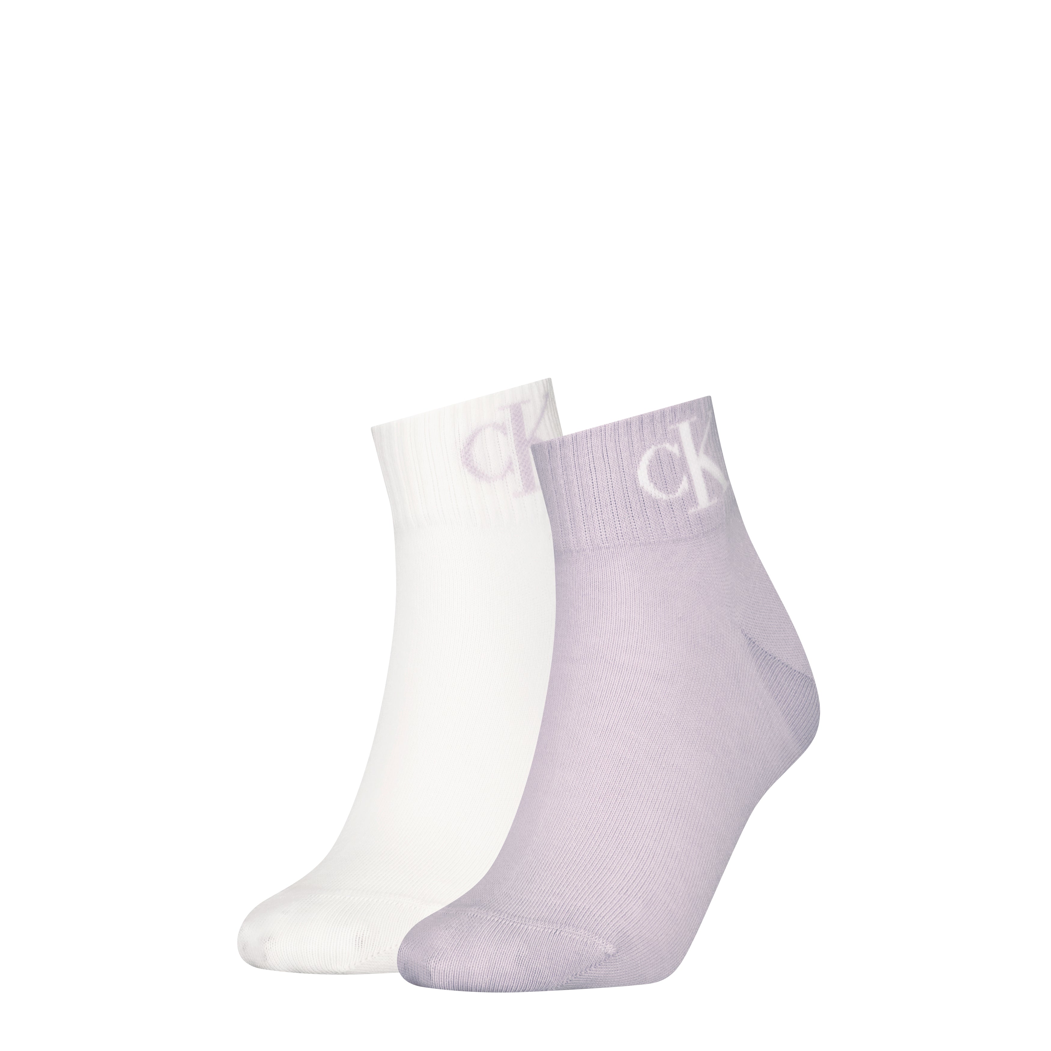 Calvin Klein 2 Pack Logo Trainer Womens Ankle Socks Lilac