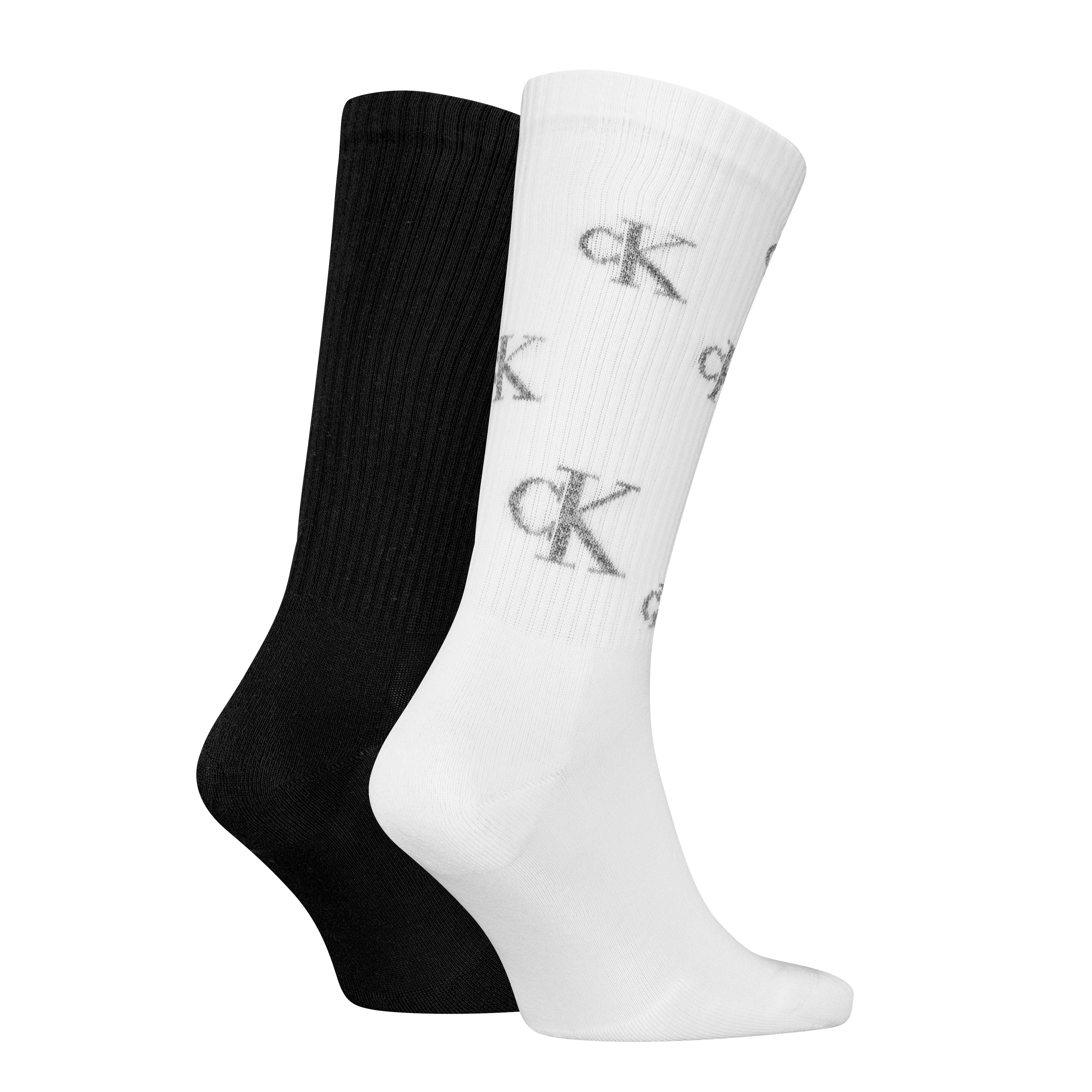 Calvin Klein 2 Pack Logo Trainer Mens Crew Socks White/Black