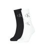 Calvin Klein 2 Pack Logo Trainer Womens Crew Socks Black/White