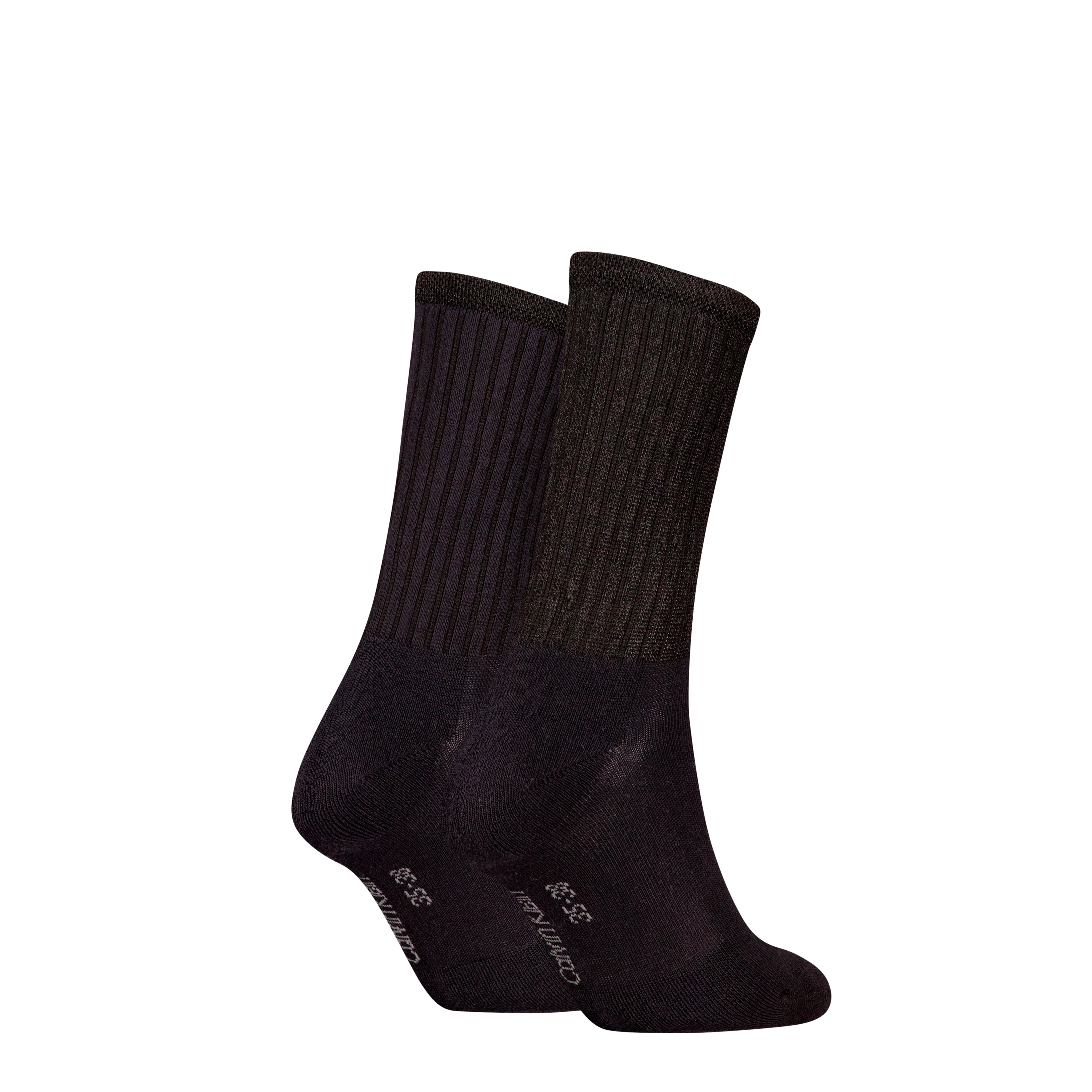 Calvin Klein 2 Pack Trainer Womens Crew Socks Black