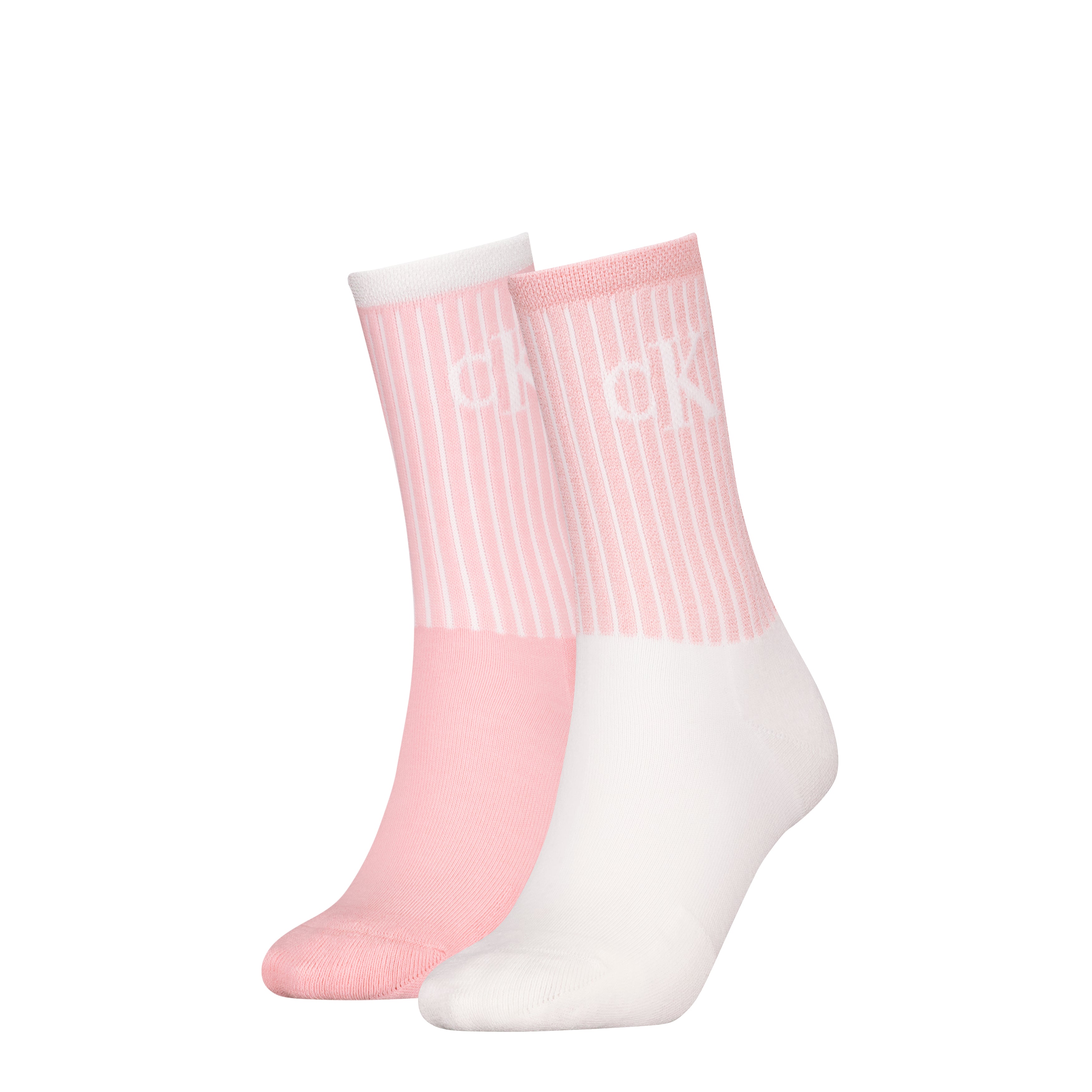 Calvin Klein 2 Pack Trainer Womens Crew Socks Pink