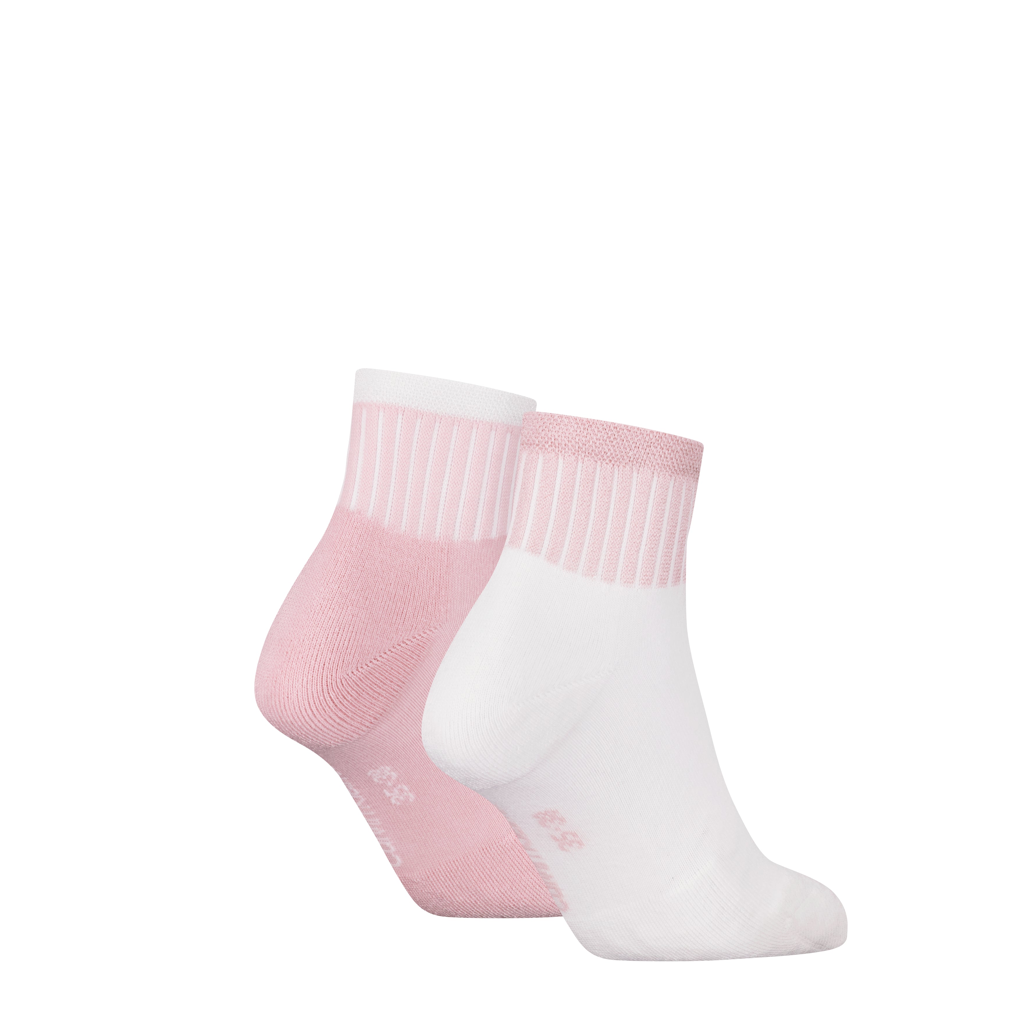 Calvin Klein 2 Pack Trainer Womens Ankle Socks Pink/White
