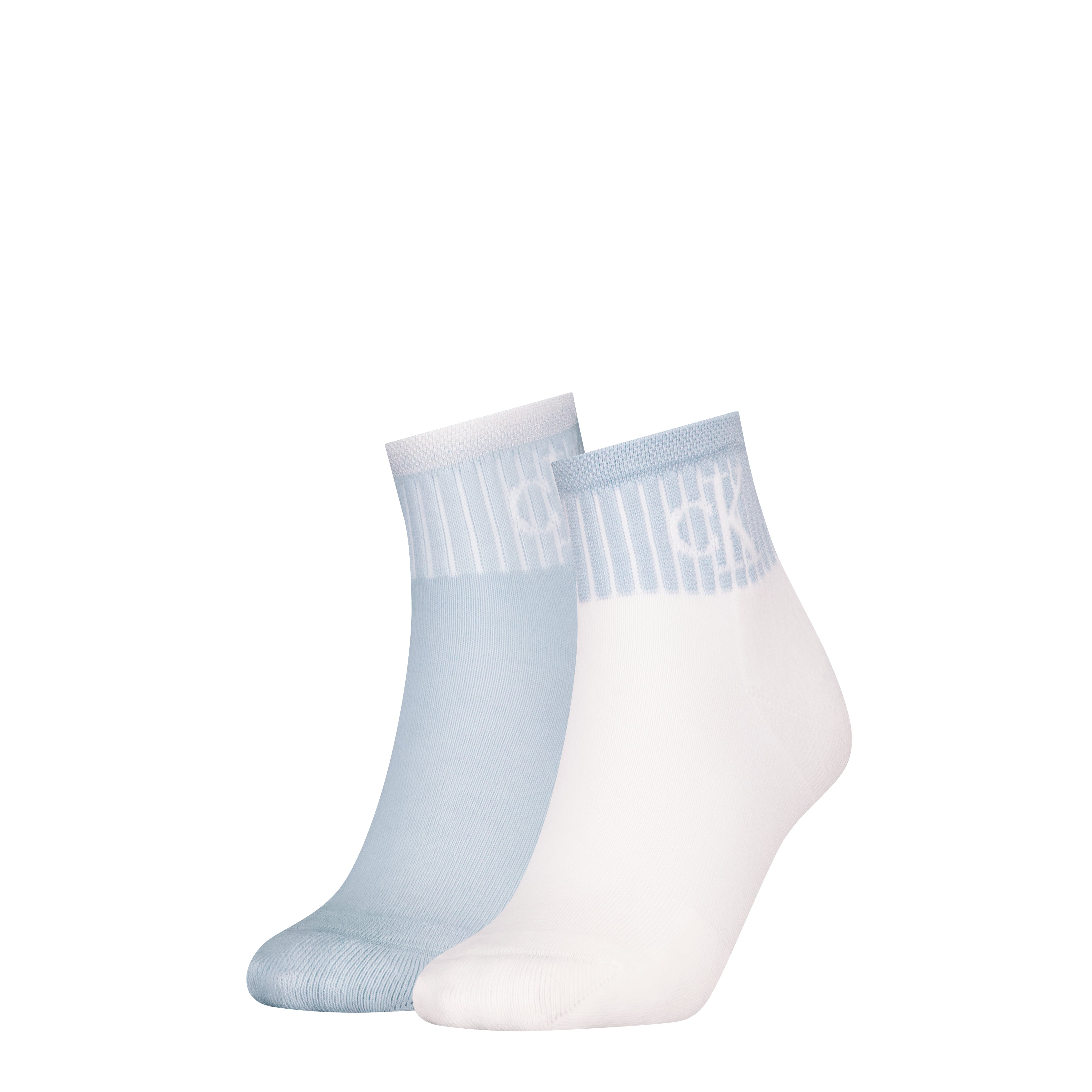Calvin Klein 2 Pack Trainer Womens Ankle Socks Blue/White