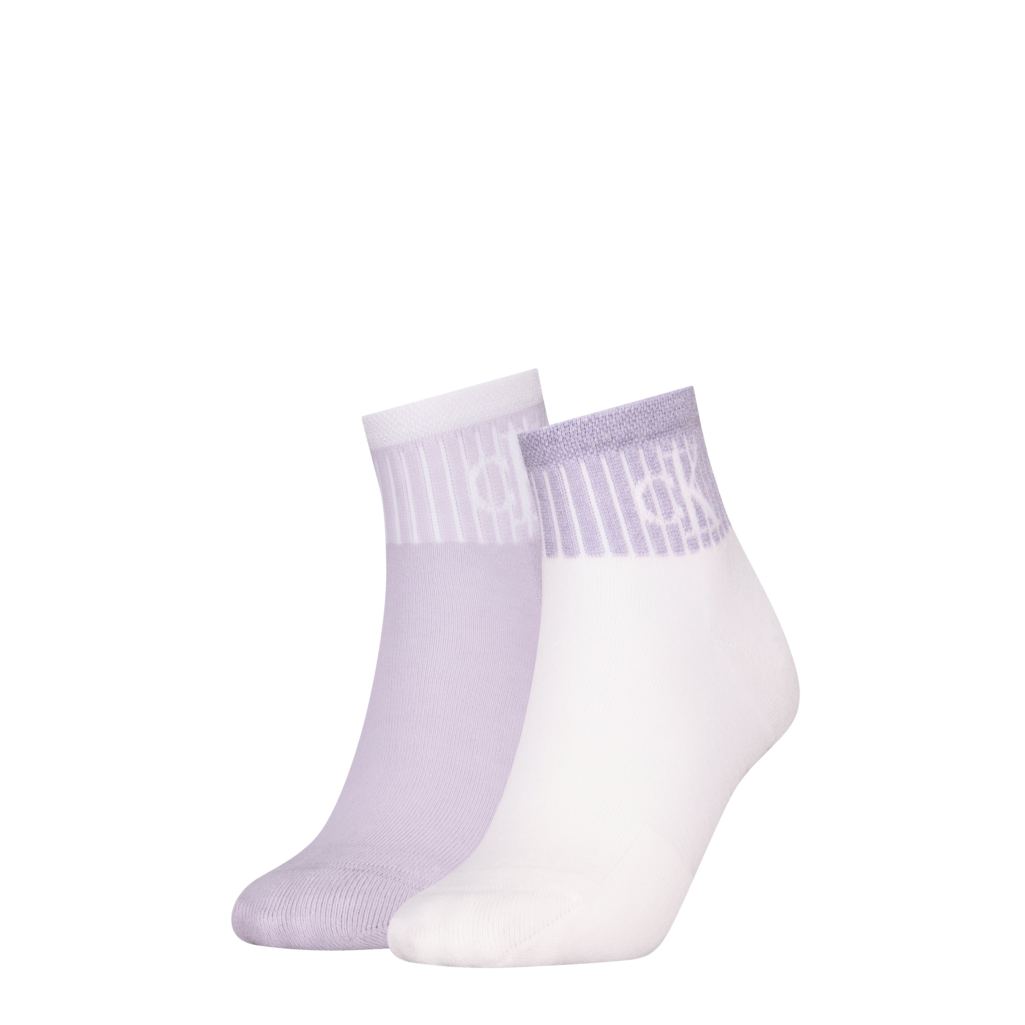 Calvin Klein 2 Pack Trainer Womens Ankle Socks Lilac/White