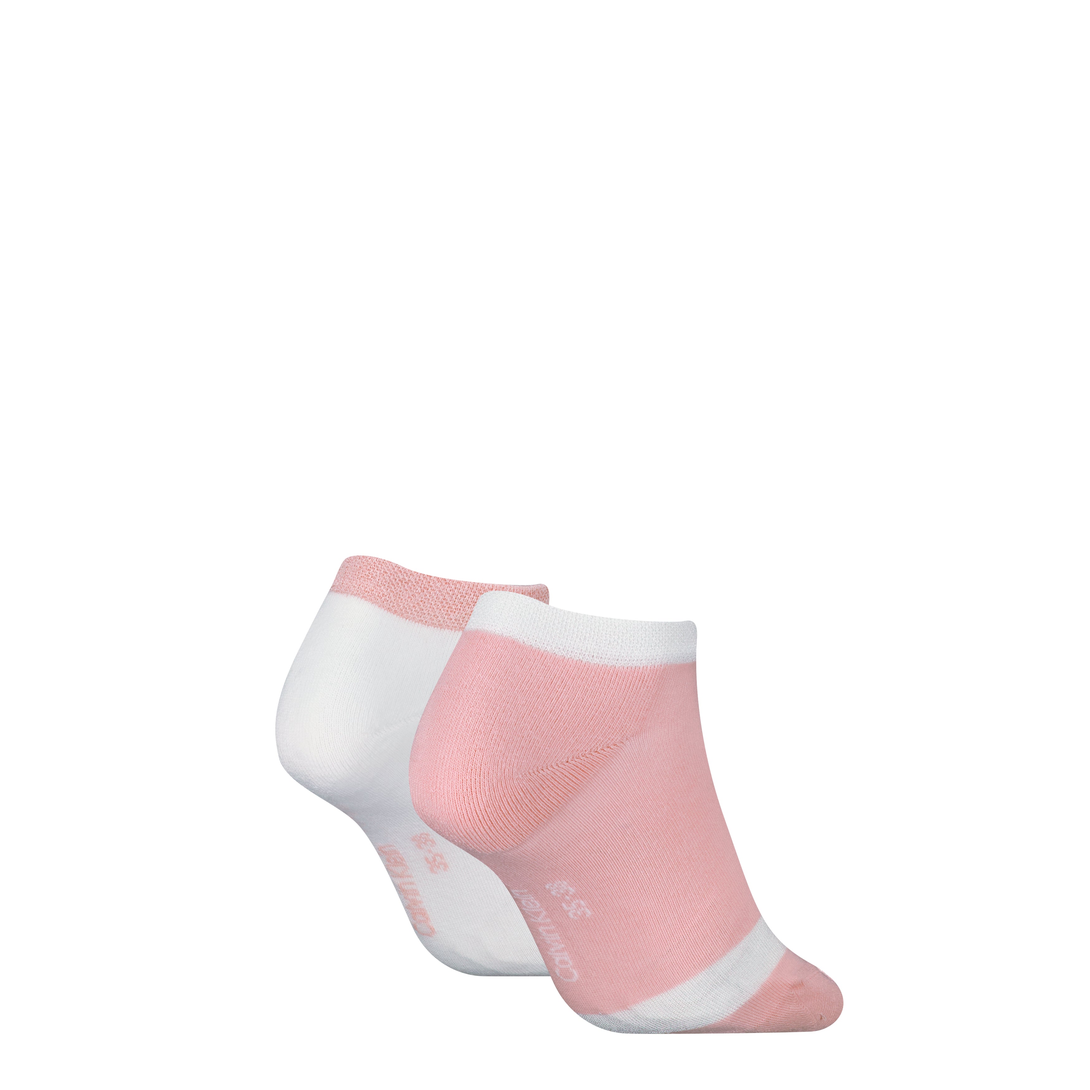 Calvin Klein 2 Pack Trainer Womens Ankle Socks Pink/White