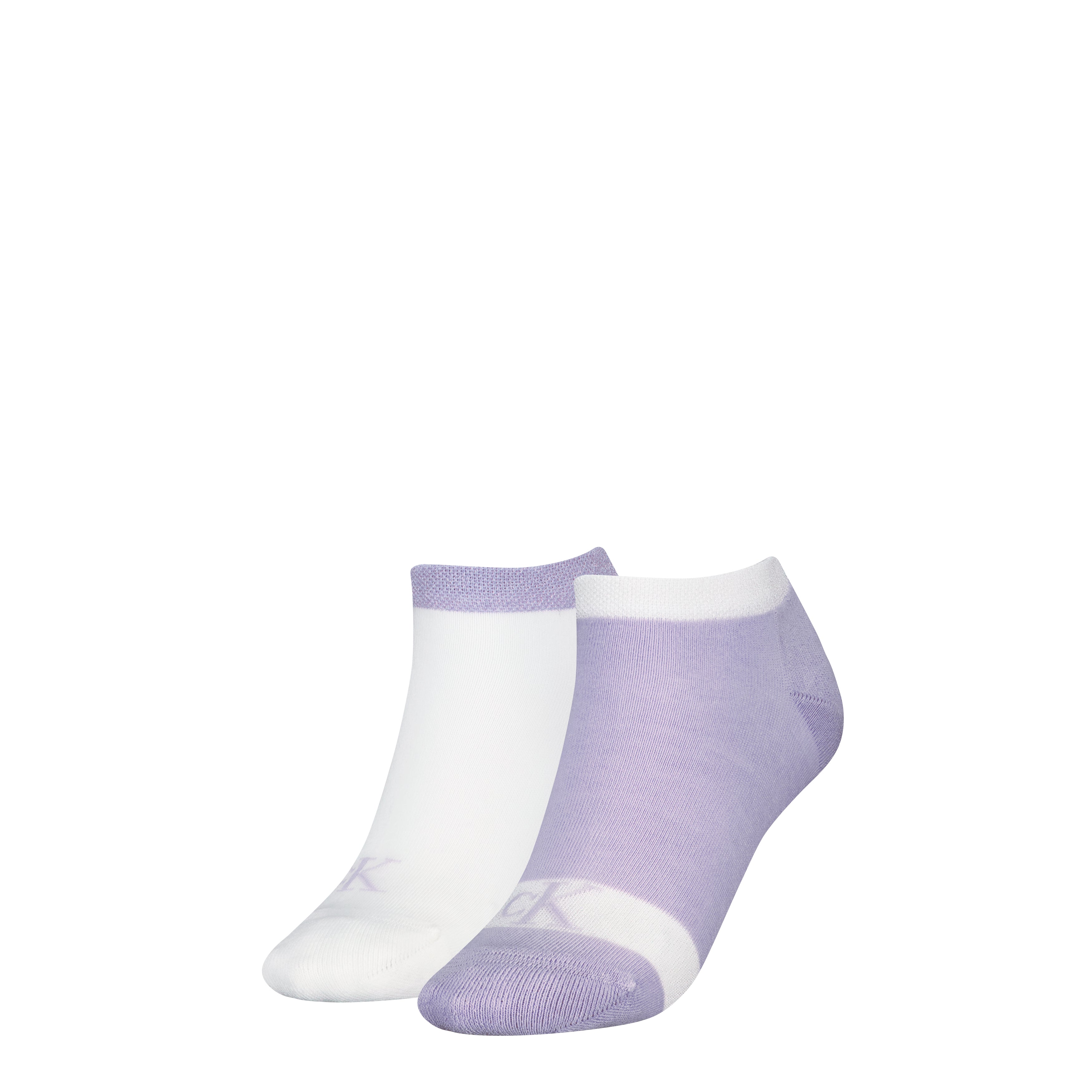Calvin Klein 2 Pack Trainer Womens Ankle Socks Lilac/White