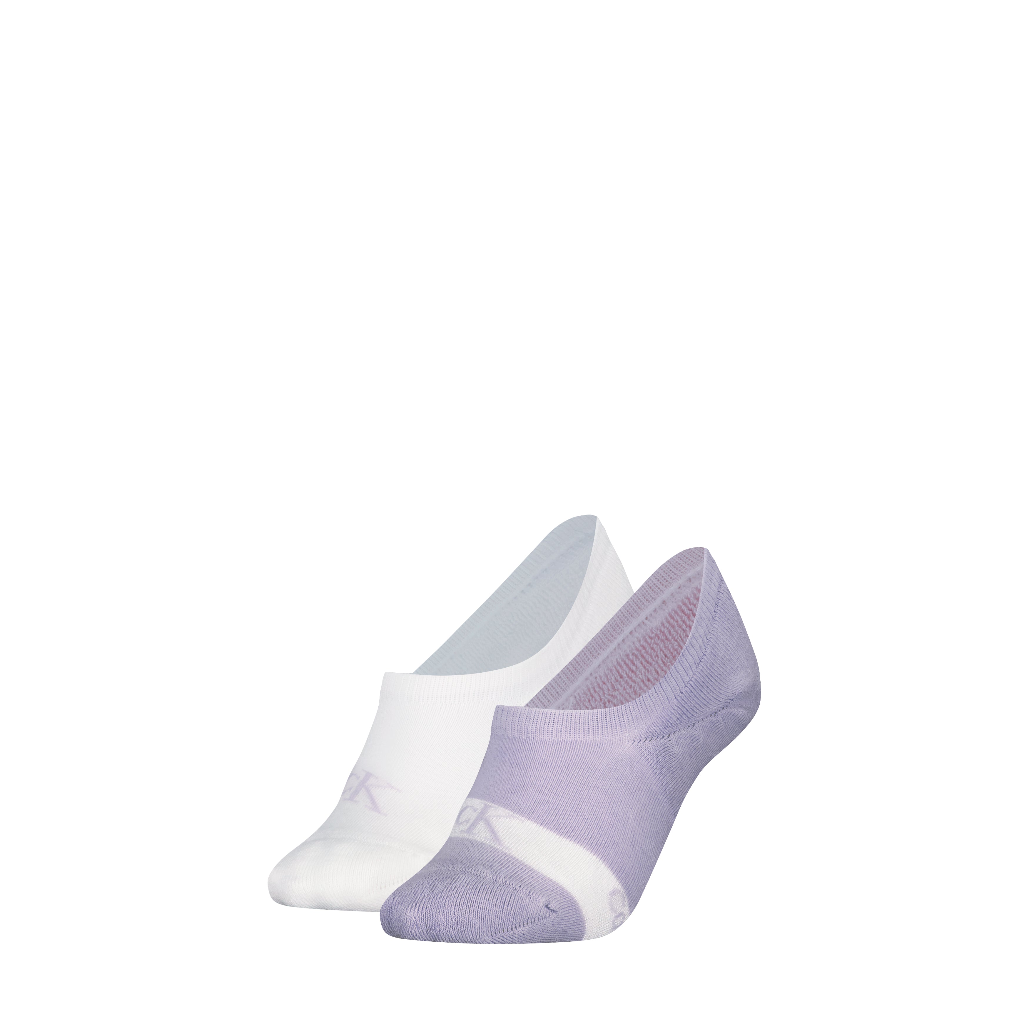 Calvin Klein 2 Pack Womens Invisible Socks Lilac/White