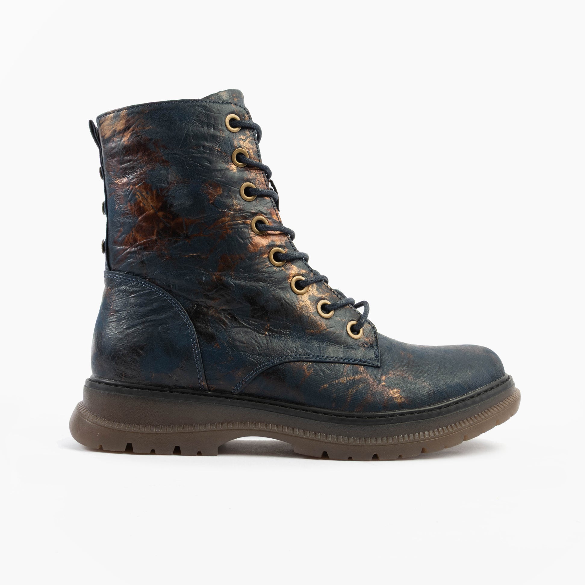 Cipriata ANNETTA Womens Textured Lace-Up Boots Navy/Bronze/Multi