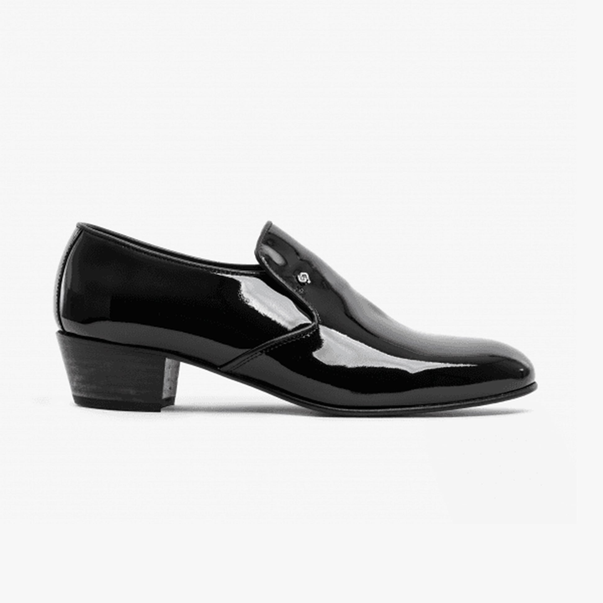 Club Cubano BILBAO Mens Patent Leather Plain Cuban Heel Shoes Black