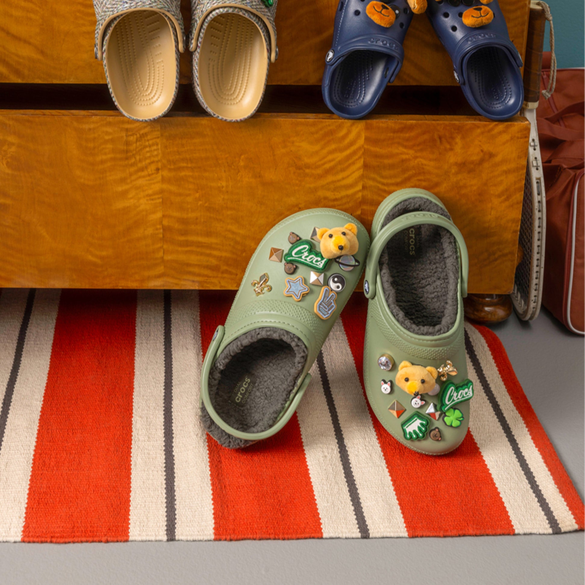 Crocs 203591-3WP CLASSIC LINED Unisex Clogs Moss/Multi