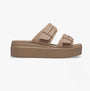 Crocs 207431-2Q9 BROOKLYN BUCKLE LOW WEDGE Womens Sandals Latte