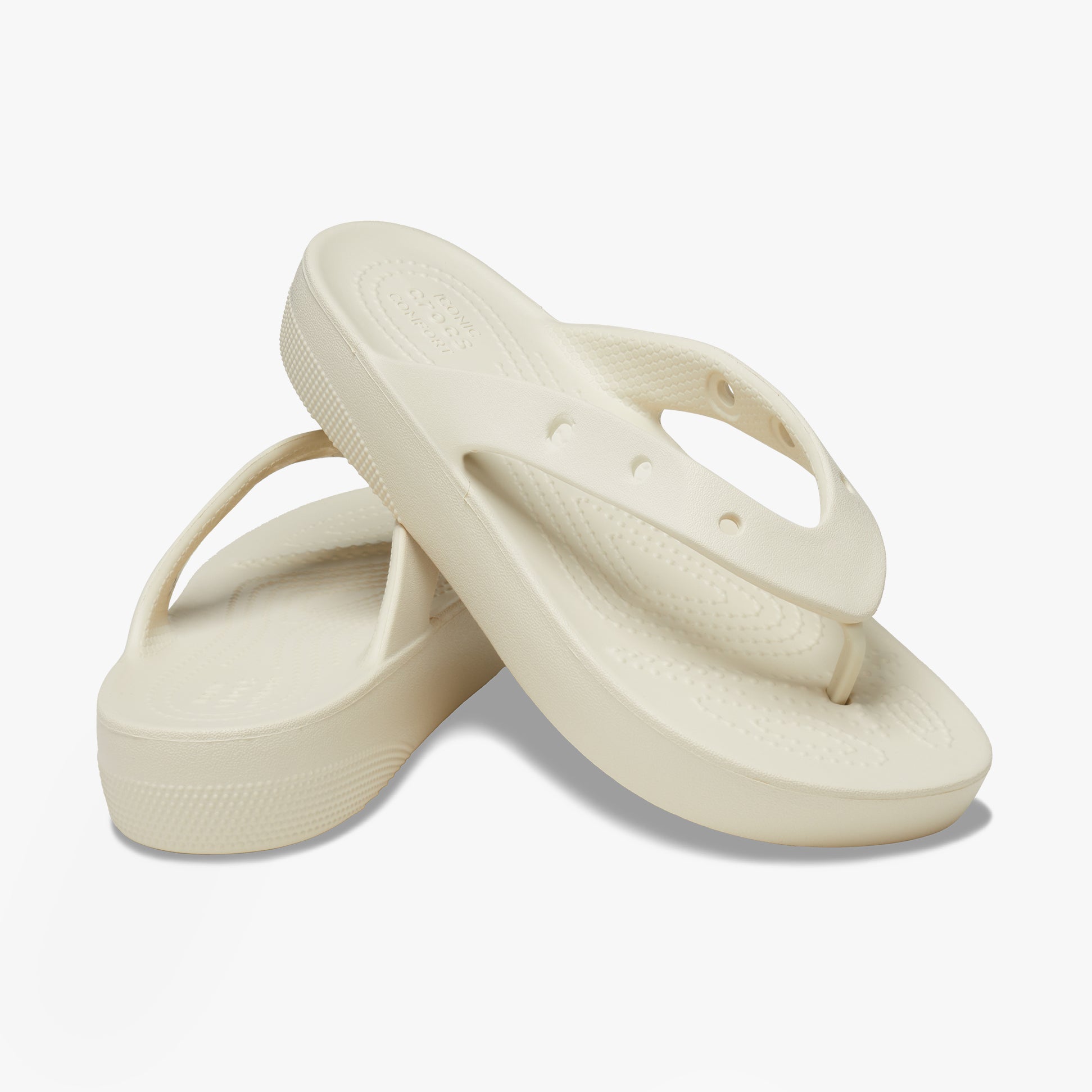 Crocs 207714-2Y2 CLASSIC PLATFORM FLIP Womens Flip-Flops Bone