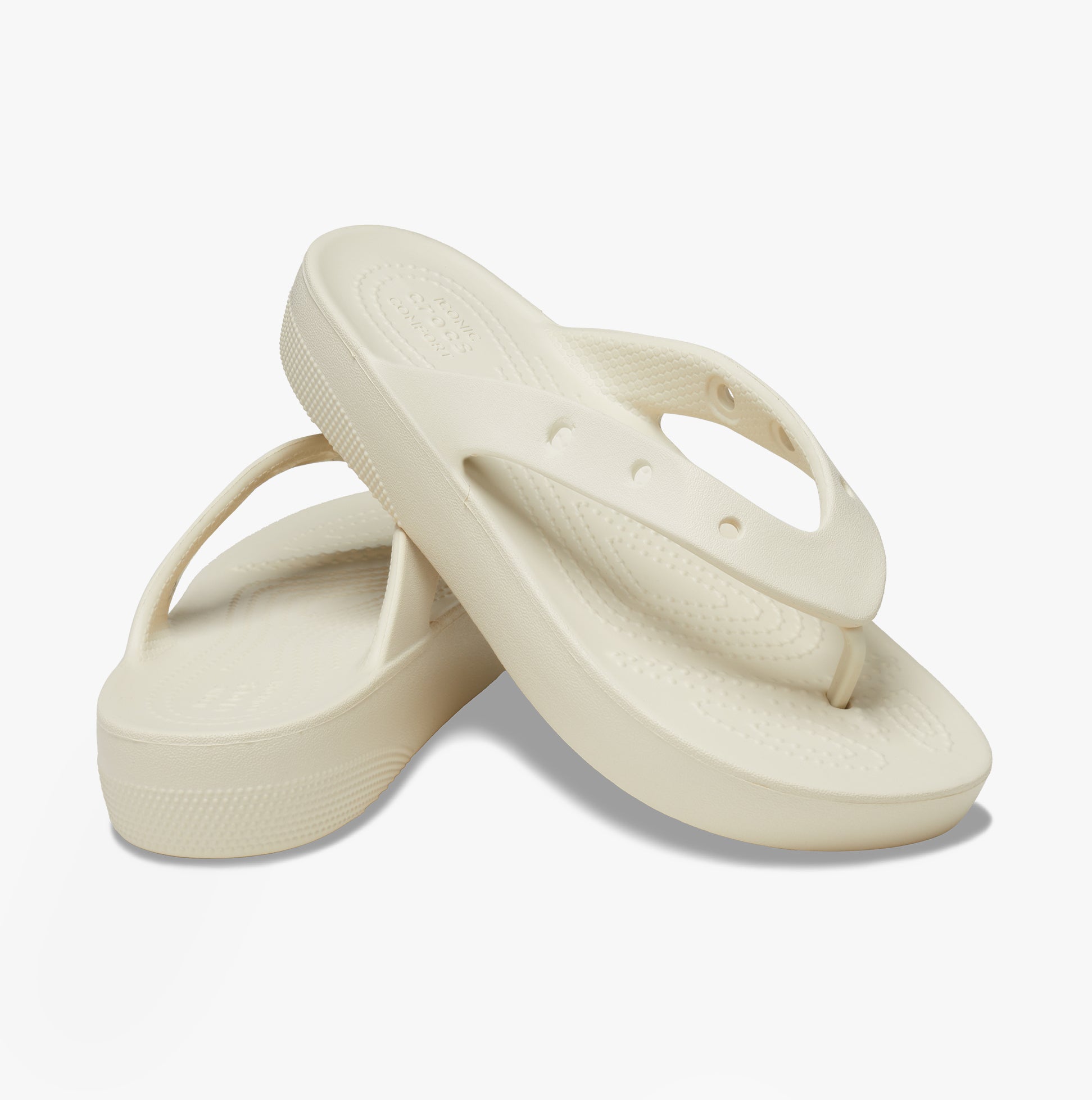 Crocs 207714-2Y2 CLASSIC PLATFORM FLIP Womens Flip-Flops Bone