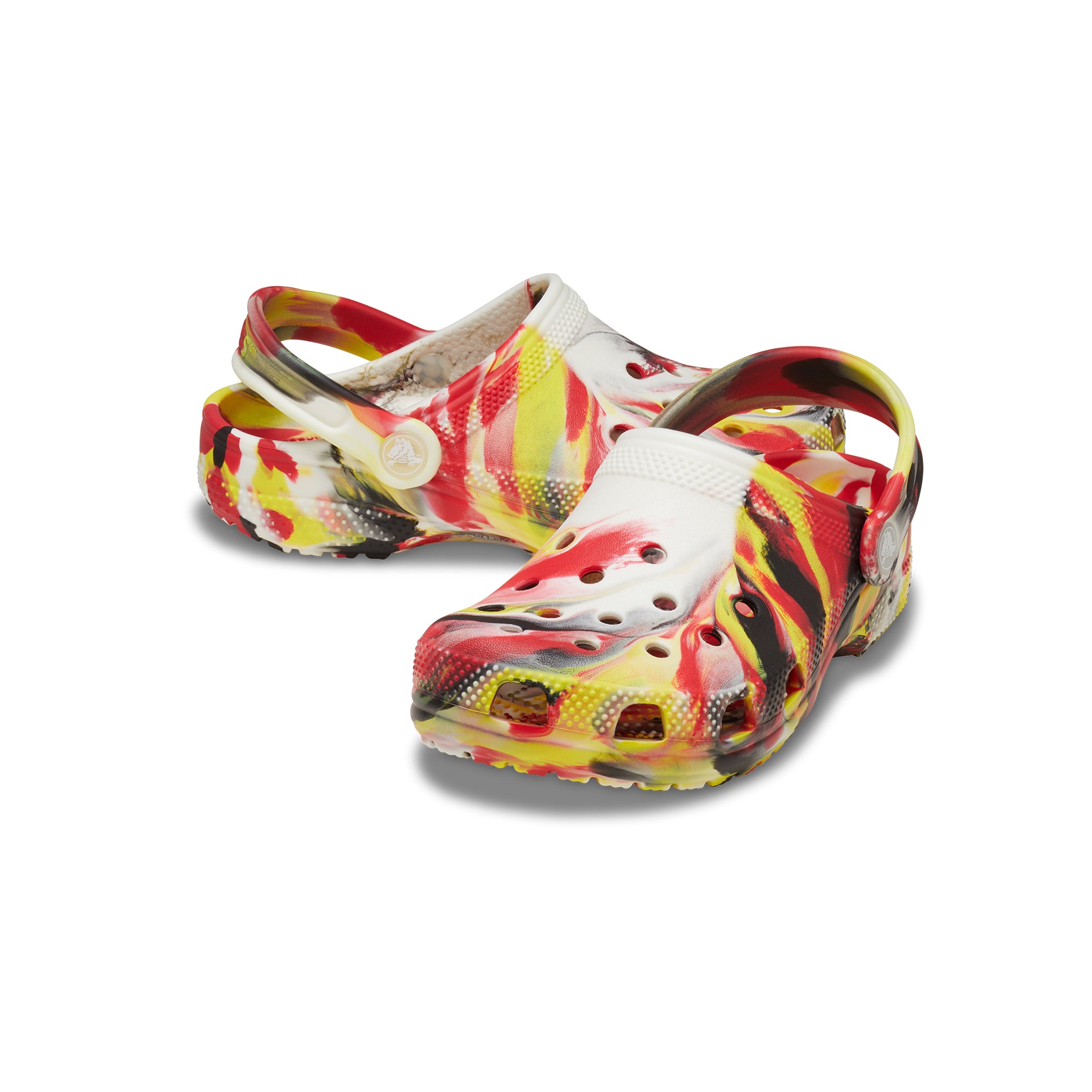 Crocs 210718-6WE GLOW-IN-THE-DARK MARBLED Unisex Kids Classic Clogs Varsity Red/Multi