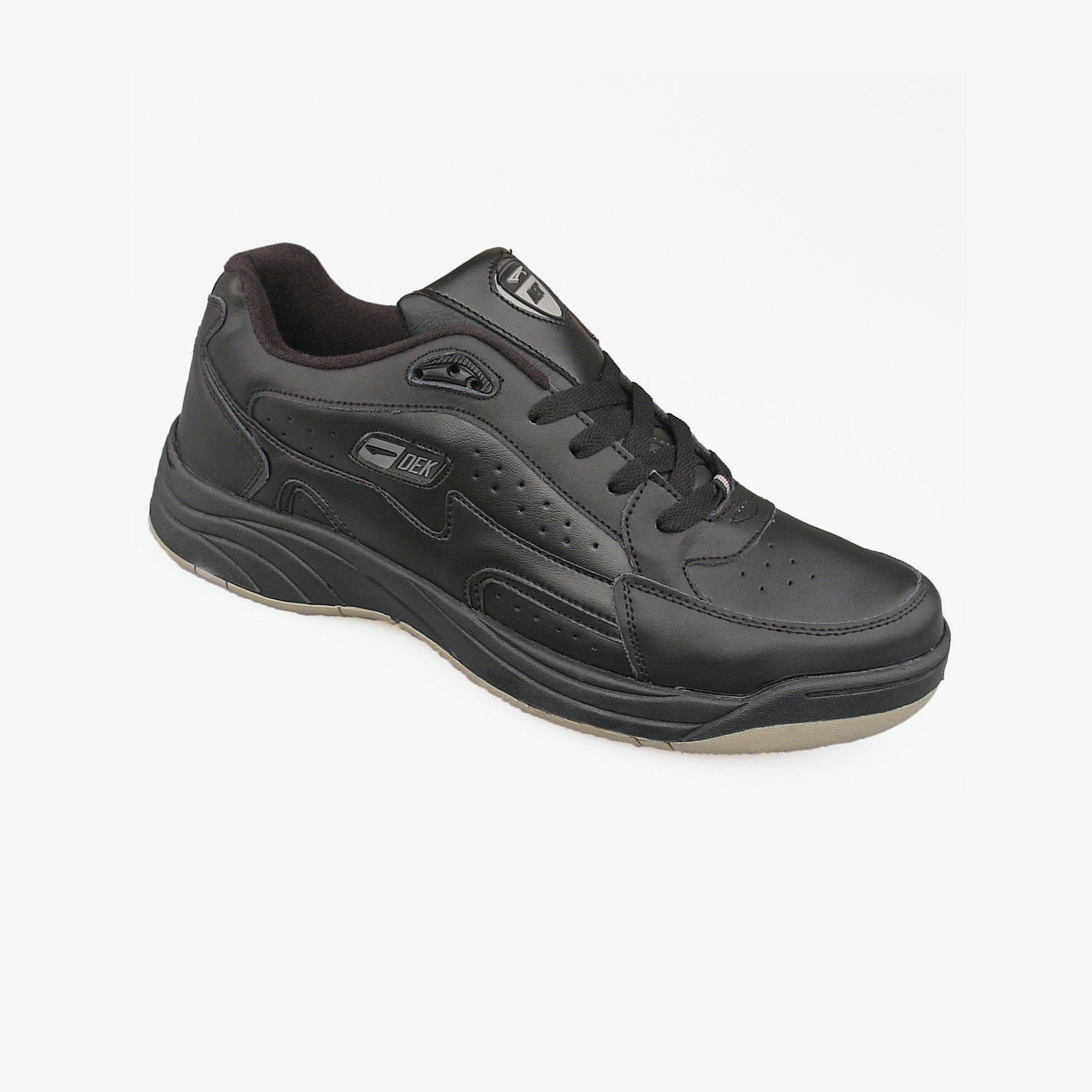 DEK ORLEANS Mens Coated Leather Trainers Faded Black