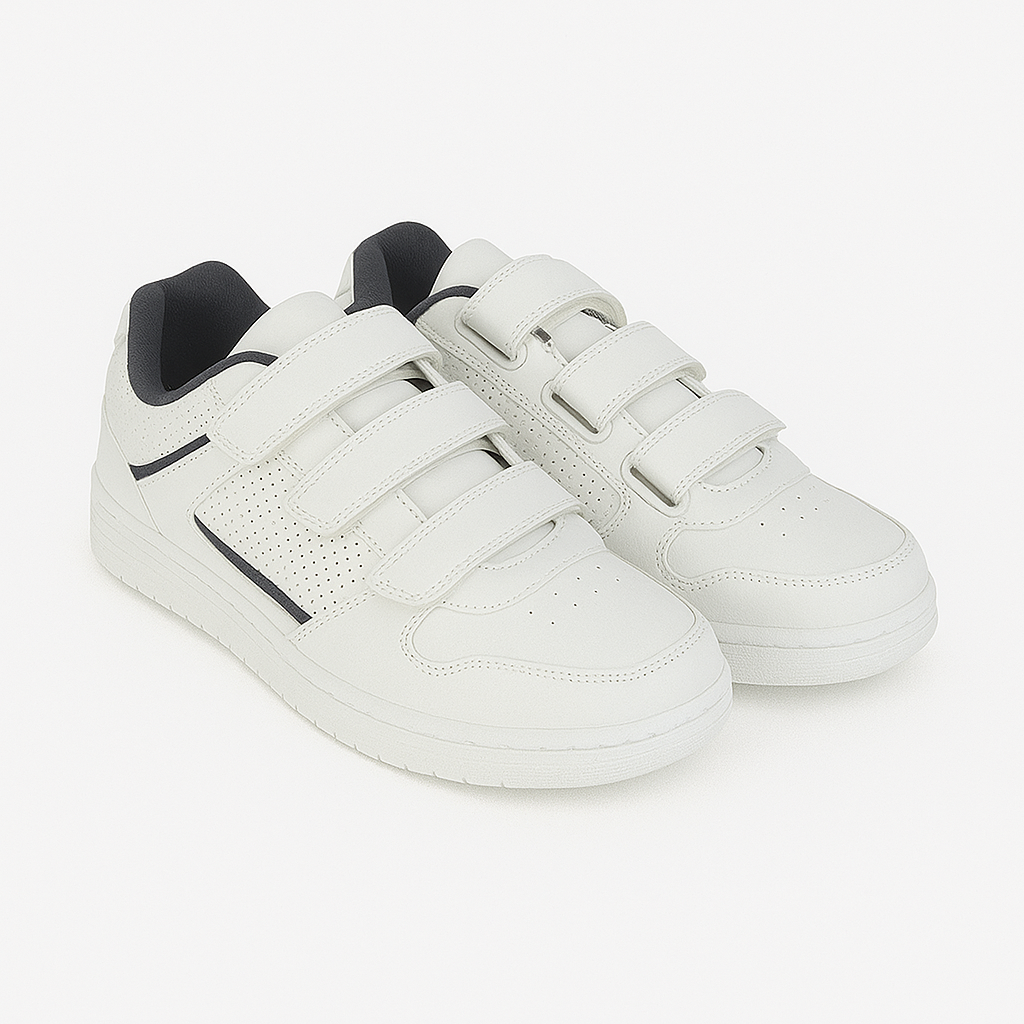 DEK CHARING CROSS Mens Triple Velcro Trainers White