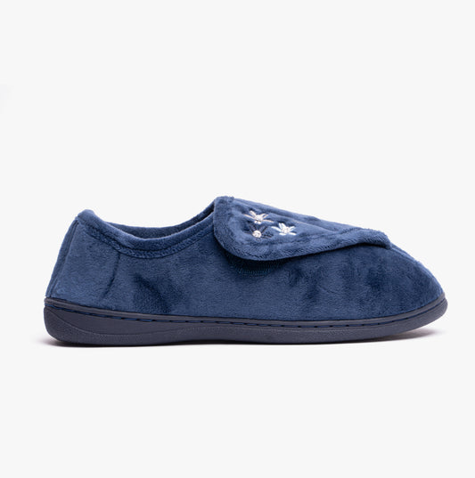 Dr Keller ALOHA Womens Wide Fit Full Slippers Navy
