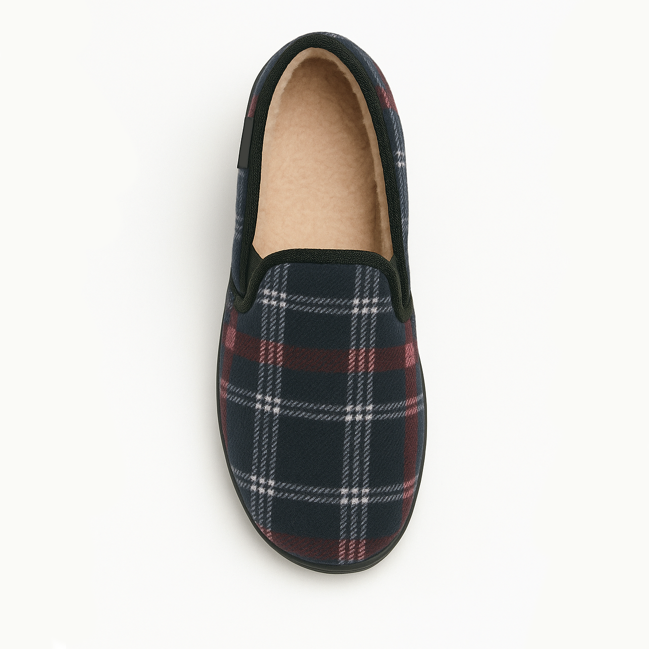 Dunlop MARTYN Mens Lined Textile Full Slippers Navy Check