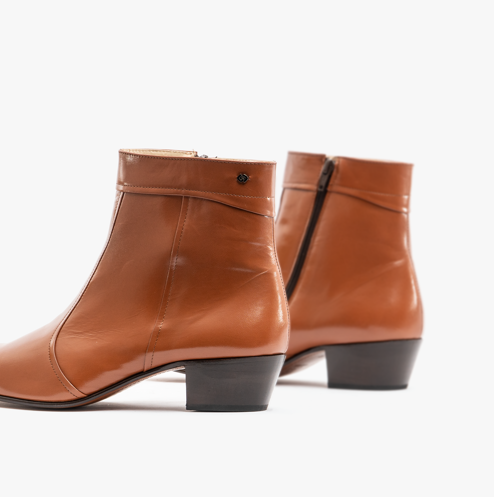 Club Cubano EMMANUEL Mens Smooth Leather Cuban Heel Boots Cognac