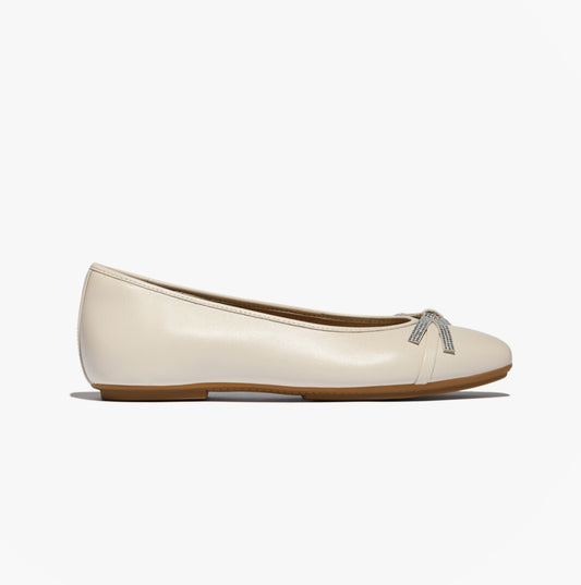 FitFlop DELICATO GLITZ-BOW LEATHER Womens Ballet Paris Beige