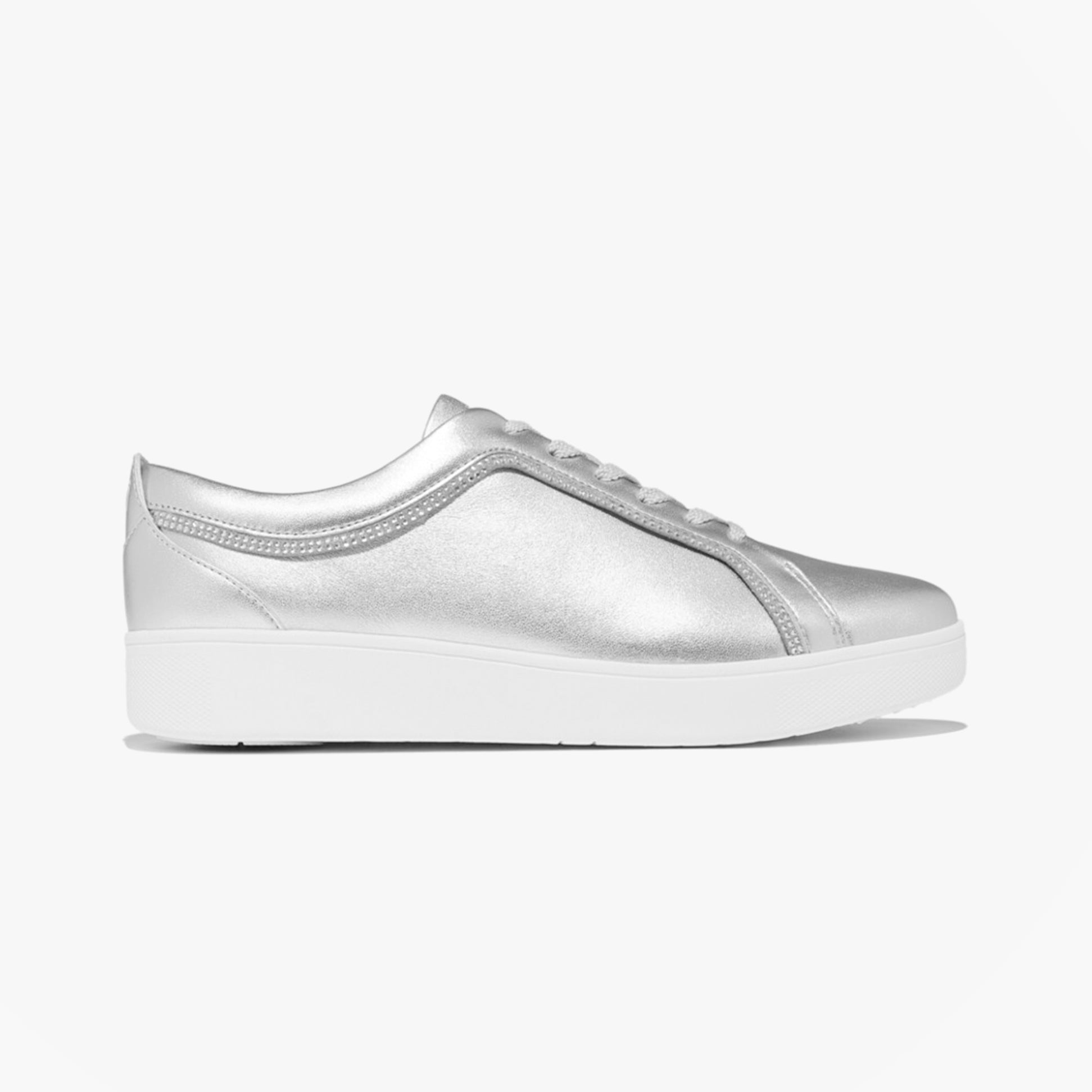 FitFlop RALLY CRYSTAL-TRIM LEATHER Womens Fashion Trainers Silver