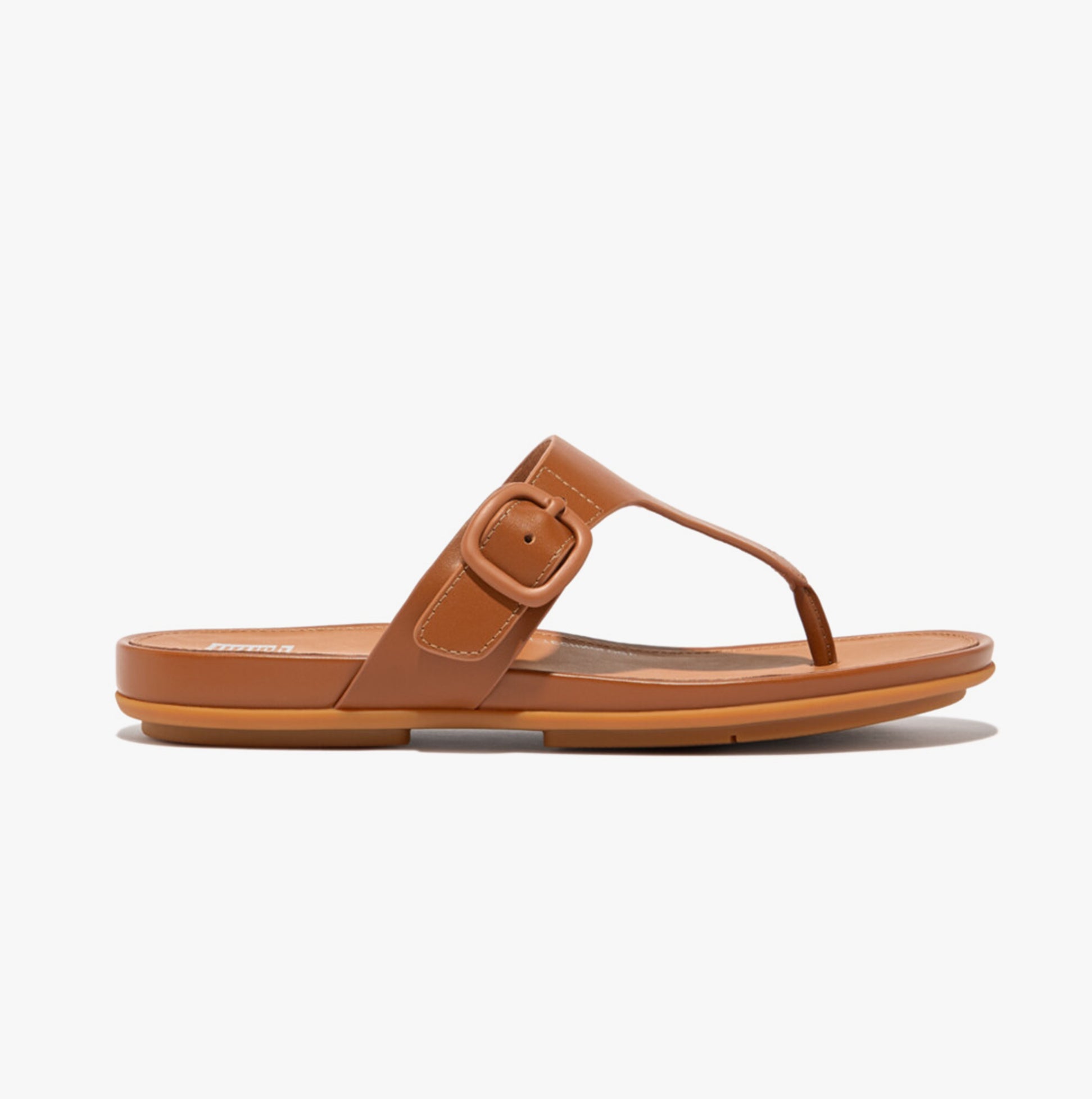 FitFlop GRACIE RUBBER-BUCKLE LEATHER Womens Toe Post Light Tan